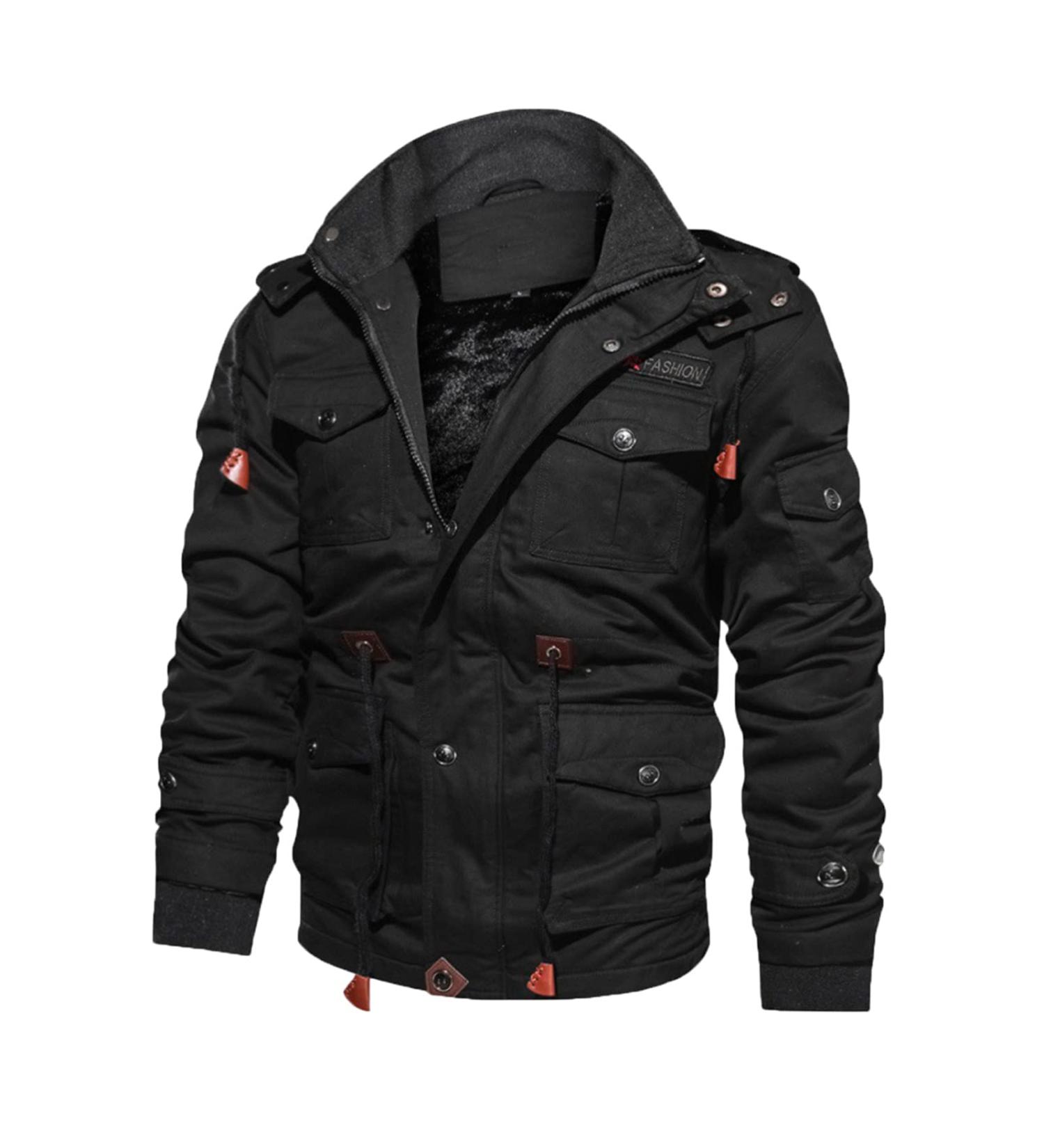 Hanxiulin Men's Oversized Plush Jacket - Warm Lined Fleece Winter Parka | Breathable Black Bladder Fleece Coat - XL - Buy Online on GoSupps.com