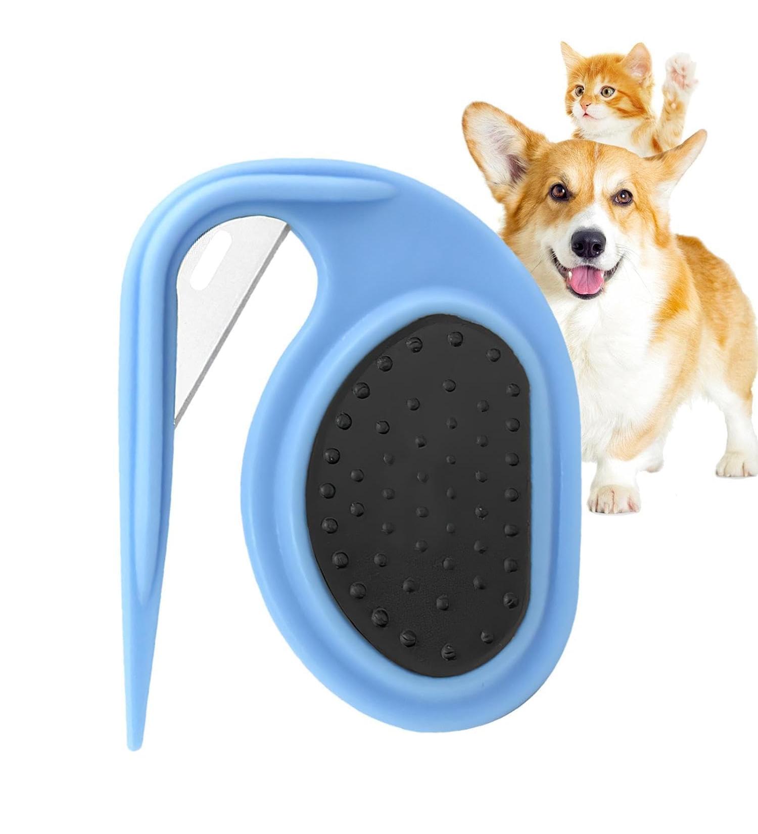 Shop Pet Knotting Comb | Best Grooming Tool for Cats & Dogs | De-Filter Knife & Massage Comb - Blue - Buy Online on GoSupps.com