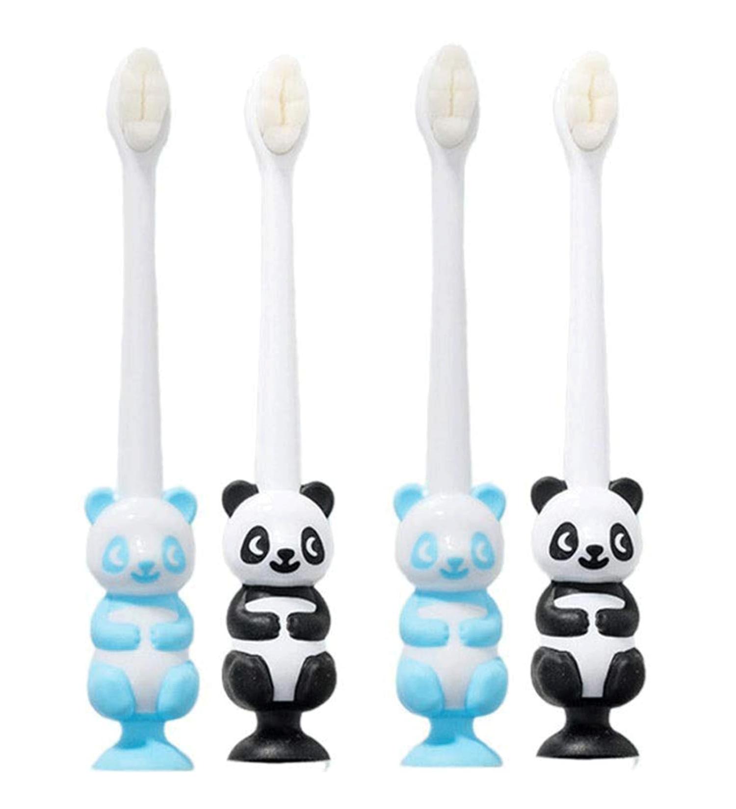 Clean Nano Toothbrush Set for Kids 4 Fun Animal Motif Manual Toothbrushes with Suction Cup Ideal for Toddlers Aged 3-14 - Buy Online on GoSupps.com