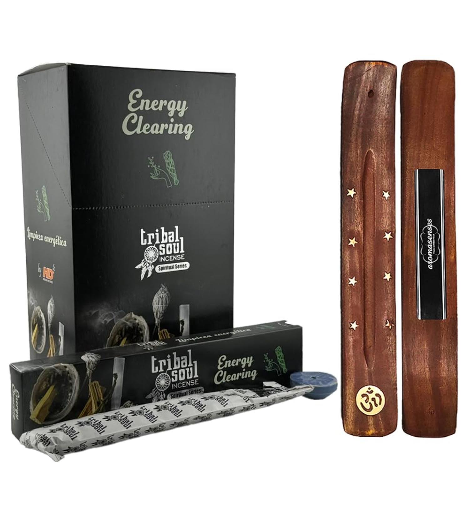 AROMASENSES Aromasenses - Tribal Soul Energy Cleansing - Pack of 12 boxes of 16g each - Excellent aroma and quality + 1 aroma tablet (Energy Cleansing)