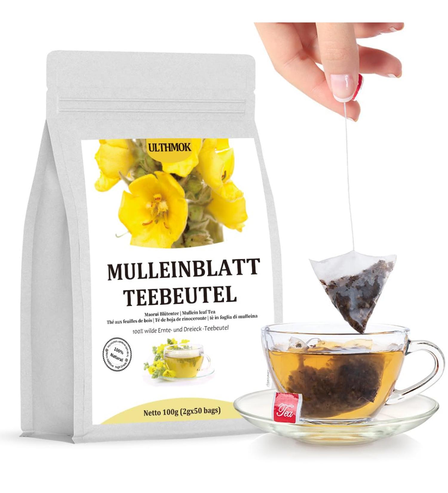 ULTHMOK INC ULTHMOK Premium Mullein Leaf Tea 50 Tea Bags Pure and Natural No Additives & Caffeine Free - Buy Online on GoSupps.com