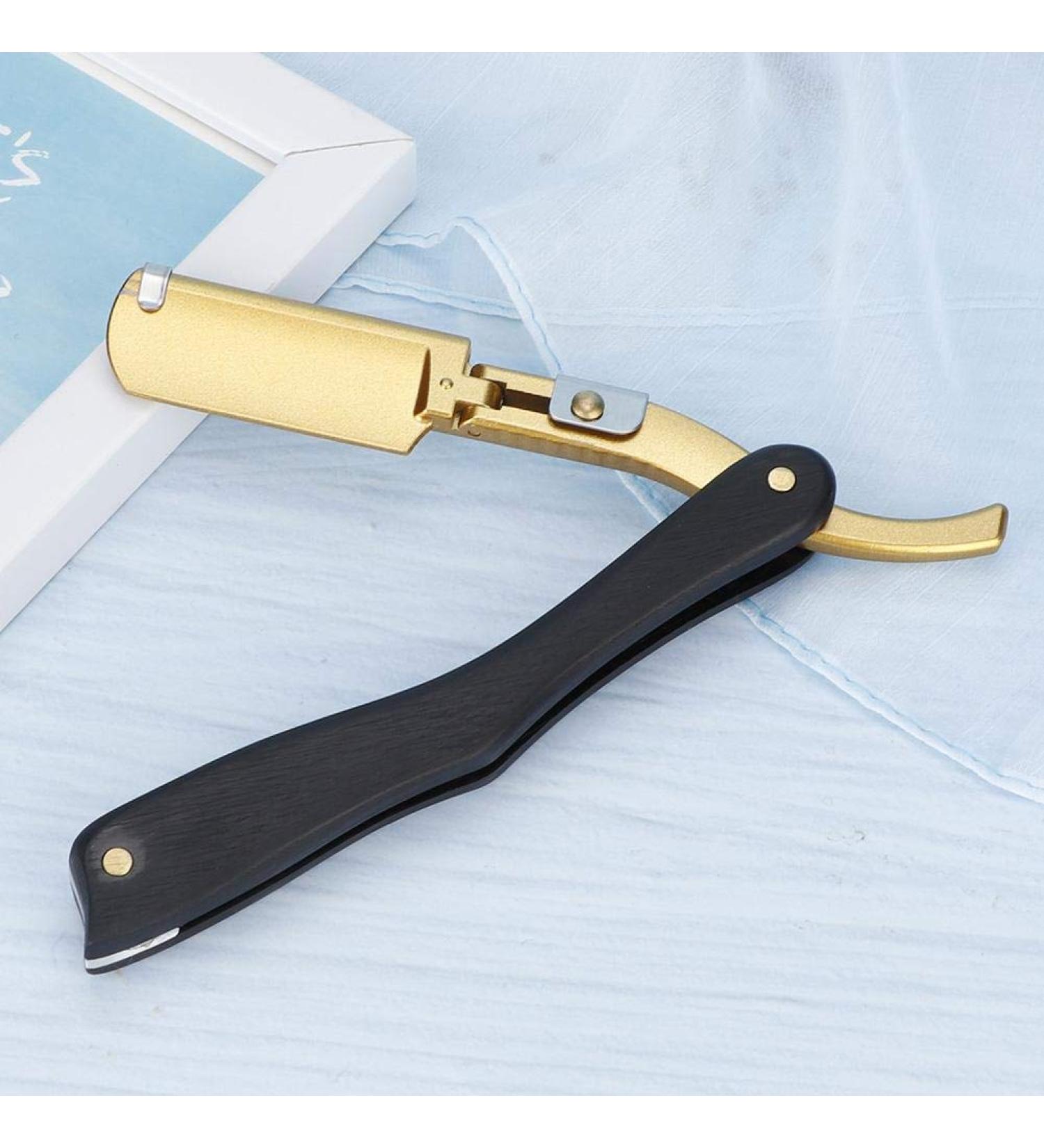 Portable Straight Edge Safety Razor | Lightweight Wooden Handle Barber Shaver for Salons & Barbershops (Black) - International Shipping - Buy Online on GoSupps.com