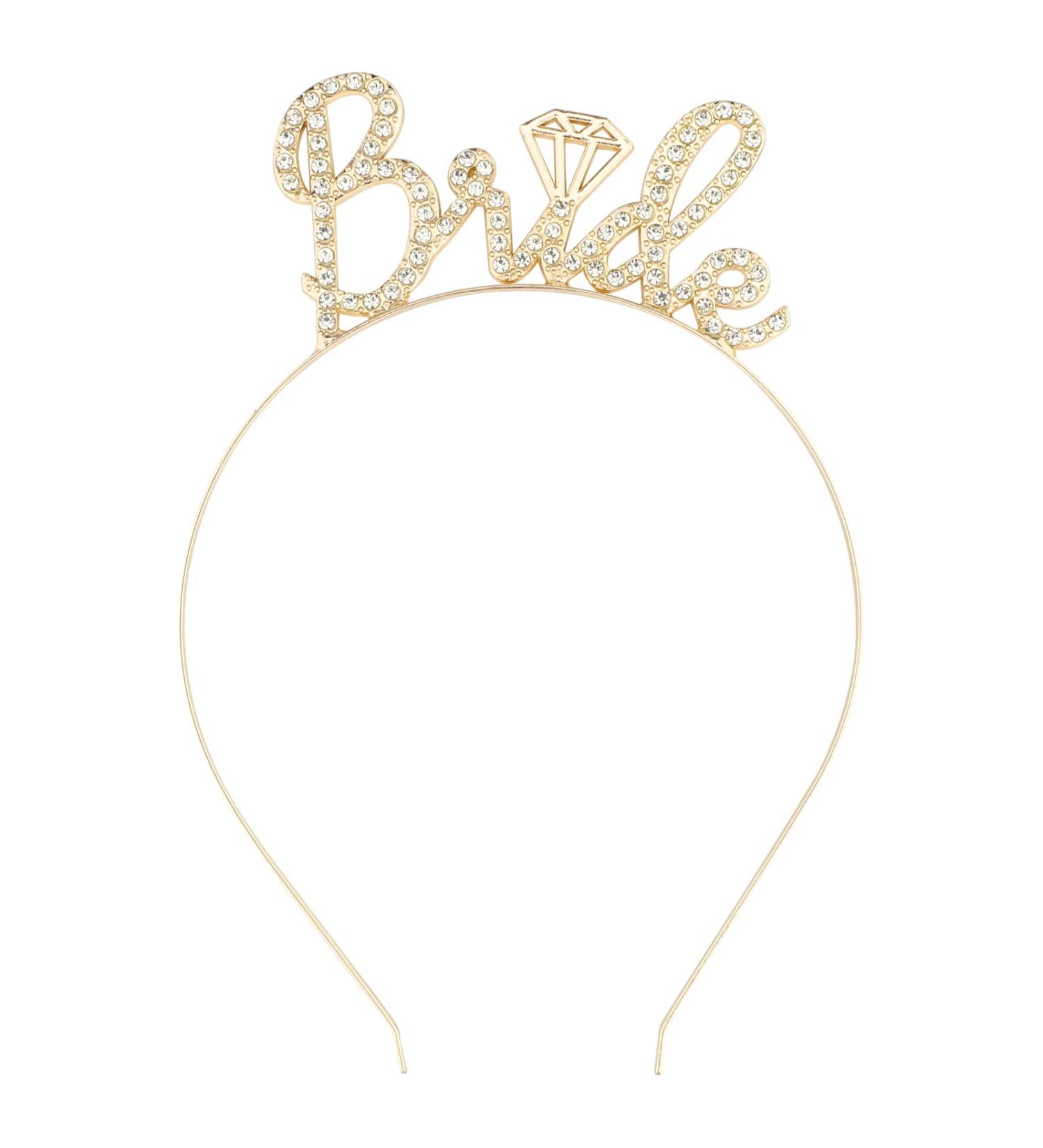 Casoty Gold Bride Tiara - Rhinestone Bachelorette Headband for Wedding Party | Bridal Shower Gift - Buy Online on GoSupps.com