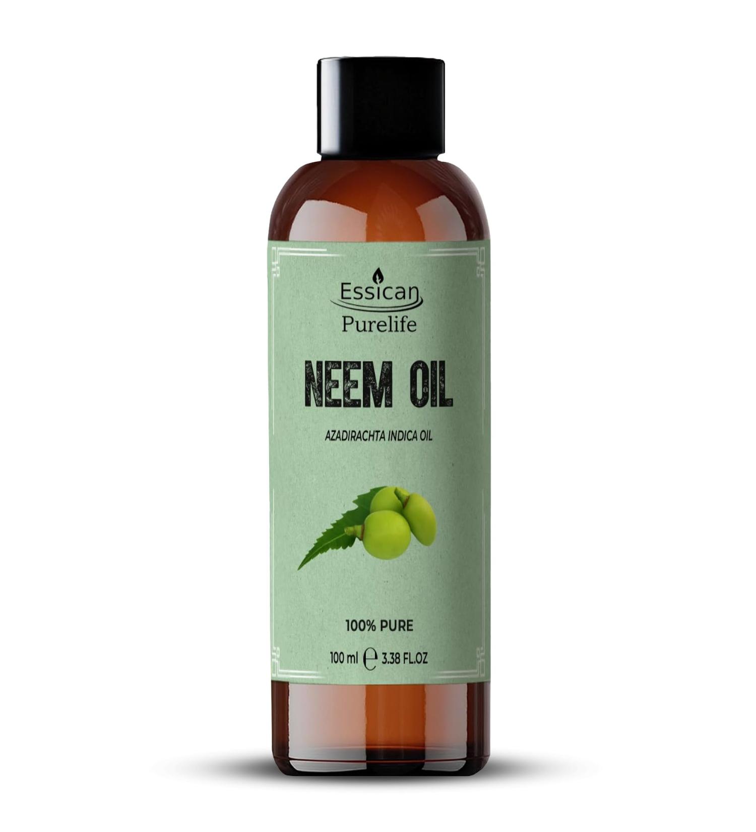 Essican Purelife 100 Cold Pressed Neem Oil for Skin 100ml Plants Skin Care Nails Body Lotions Carrier Oil for Essential Oils Nourishing Scalp and Hair Growth Hair Oil - Buy Online on GoSupps.com