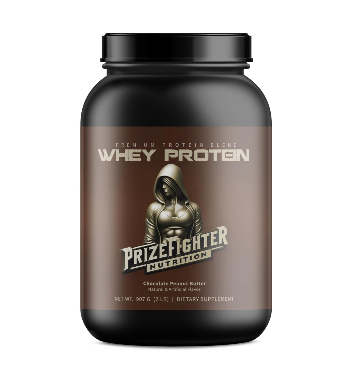 Chocolate Peanut Butter Whey Protein (2 lb) - 25g Protein Digestive Enzymes for Muscle Recovery | Made in the USA - Buy Online on GoSupps.com