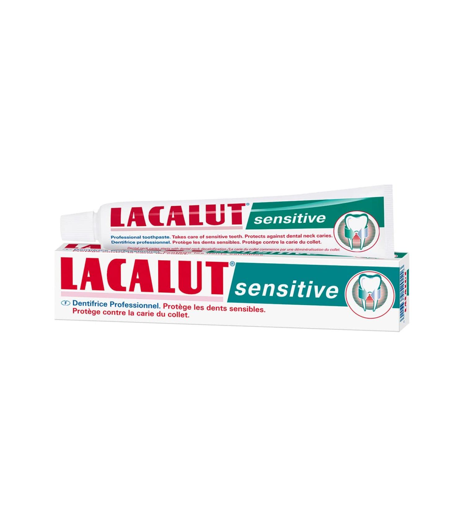 Lacalut Sensitive Toothpaste 75ml | Relief for Sensitive Teeth & Gums | Protects Against Tooth Neck Caries - Buy Online on GoSupps.com