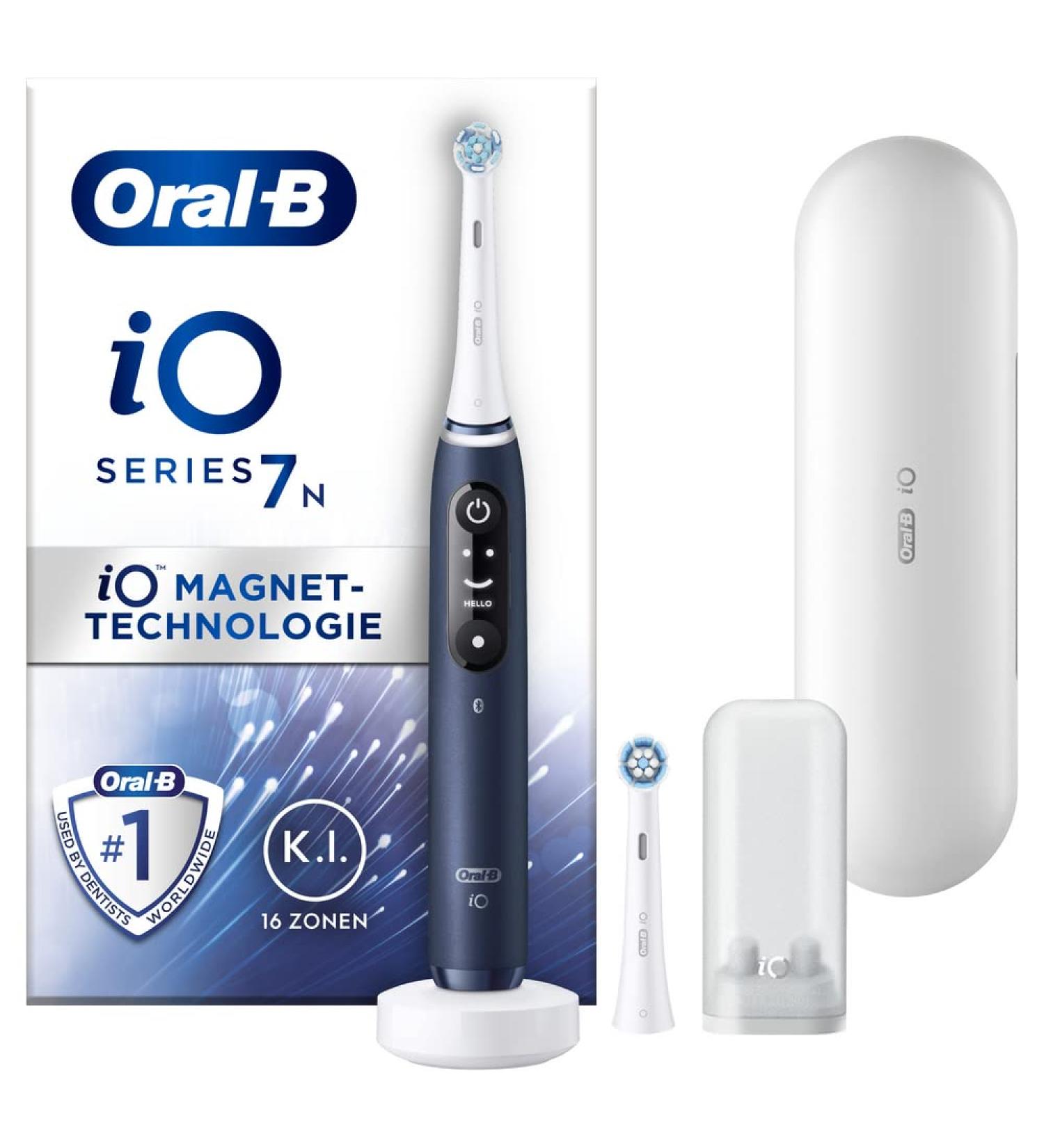 Oral-B io Series 7 Electric Toothbrush - 5 Cleaning Modes 2 Brush Heads Travel Case Sapphire Blue - Buy Online on GoSupps.com
