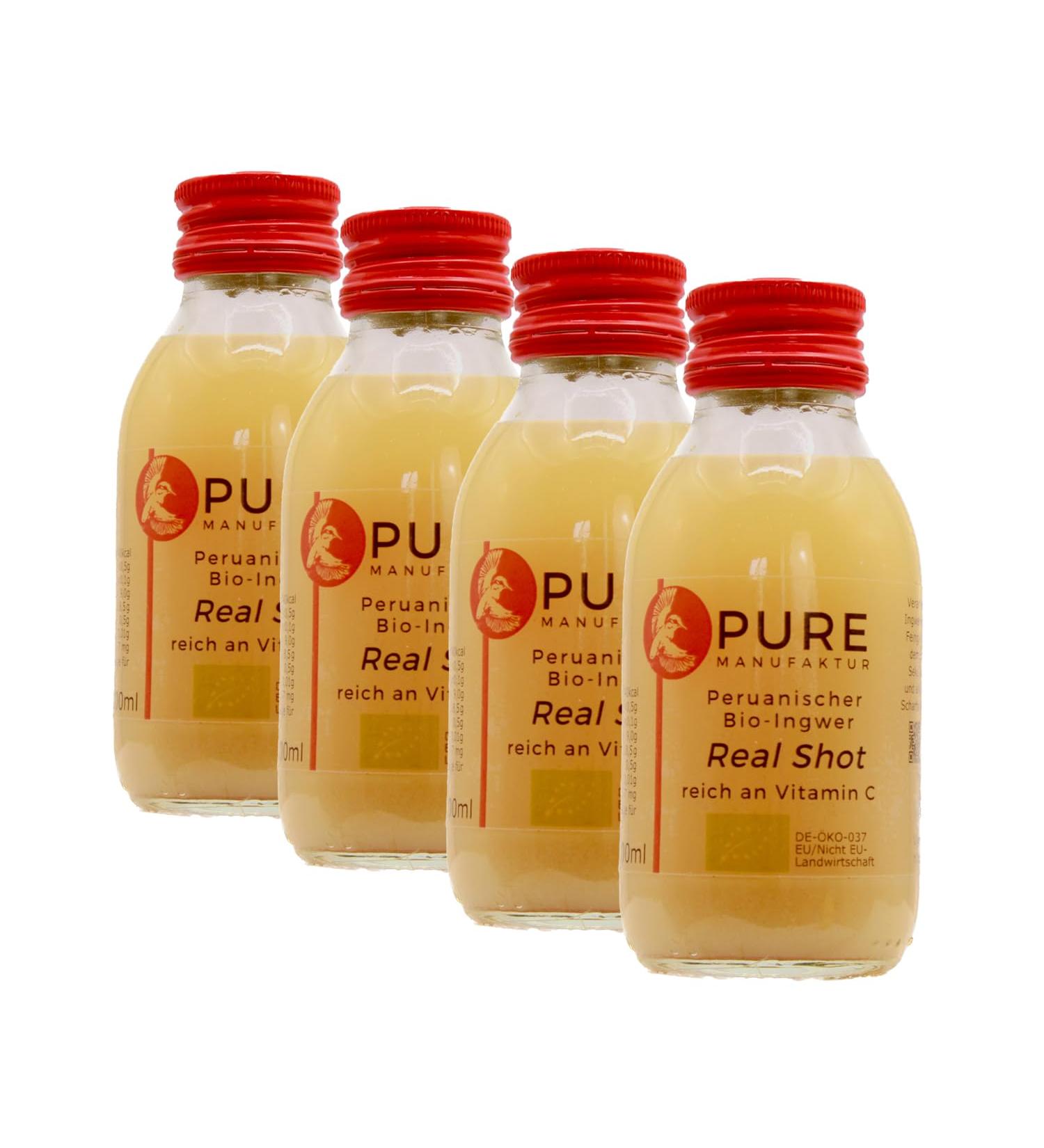 Pure Shot Organic Apple-Ginger Shots | 100% Organic & Vegan | No Sugar No Additives | DE- KO-005 | 4 x 100ml - Buy Online on GoSupps.com