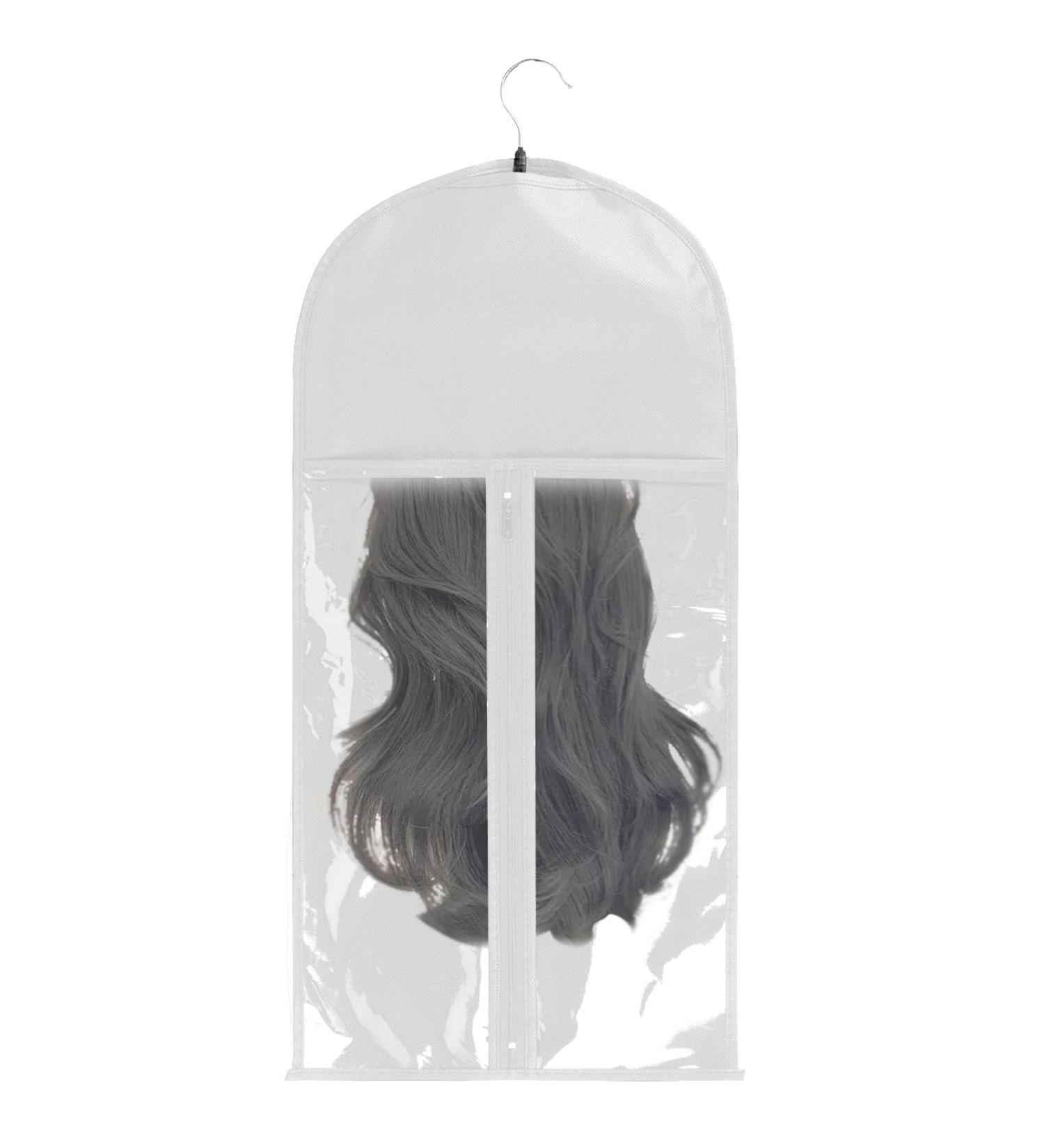 Hair Extension Bag - Home Wig Hair Extension Storage Bag with Hanger Lightweight Bag Breathable Real Hair Wig Container for Living Room Hairdressing Salon White - Buy Online on GoSupps.com