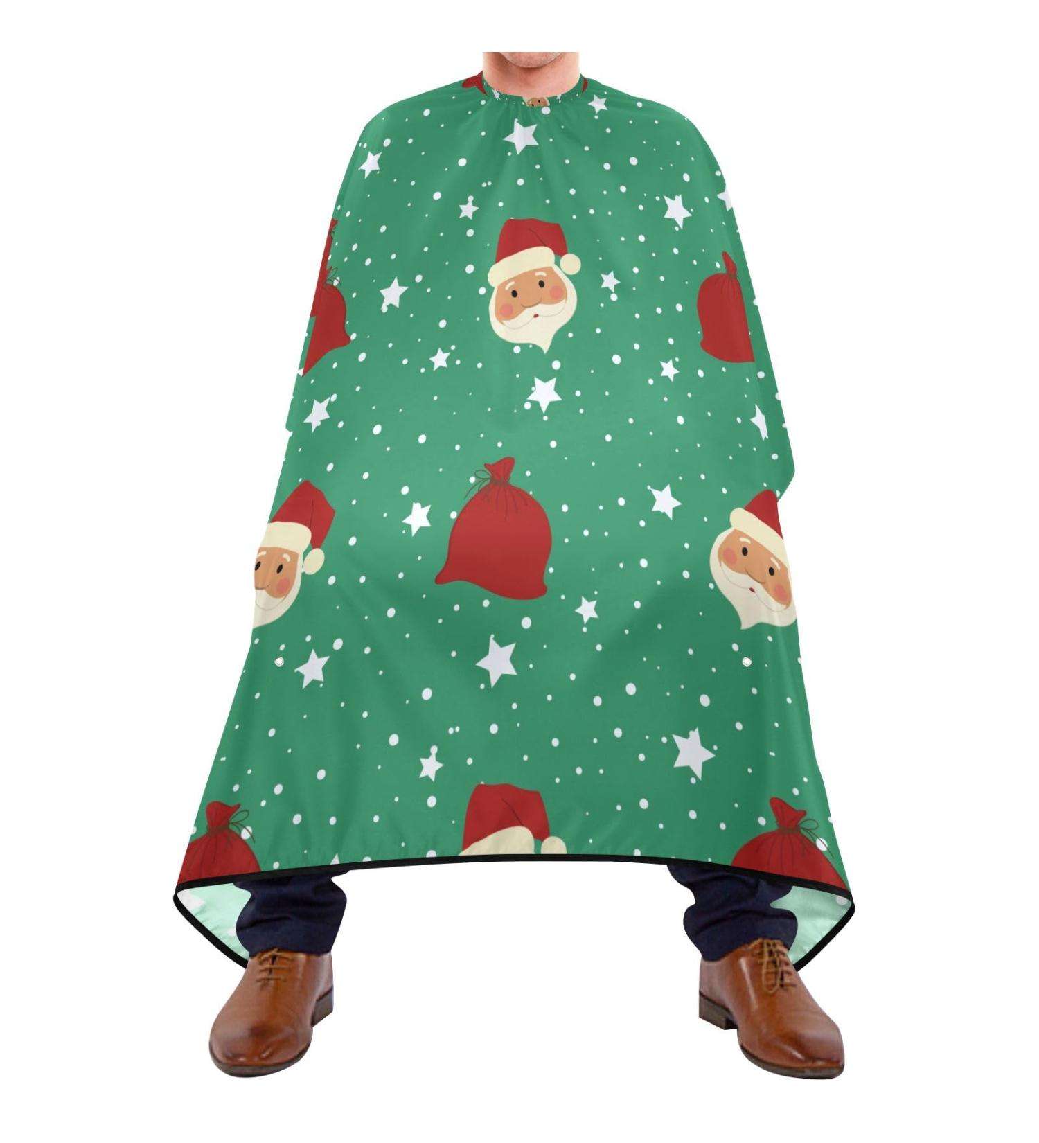 Waterproof Barber Cape - Christmas Santa & Star Pattern Unisex Cheetah Haircut Bib for Men | International Shipping Available - Buy Online on GoSupps.com