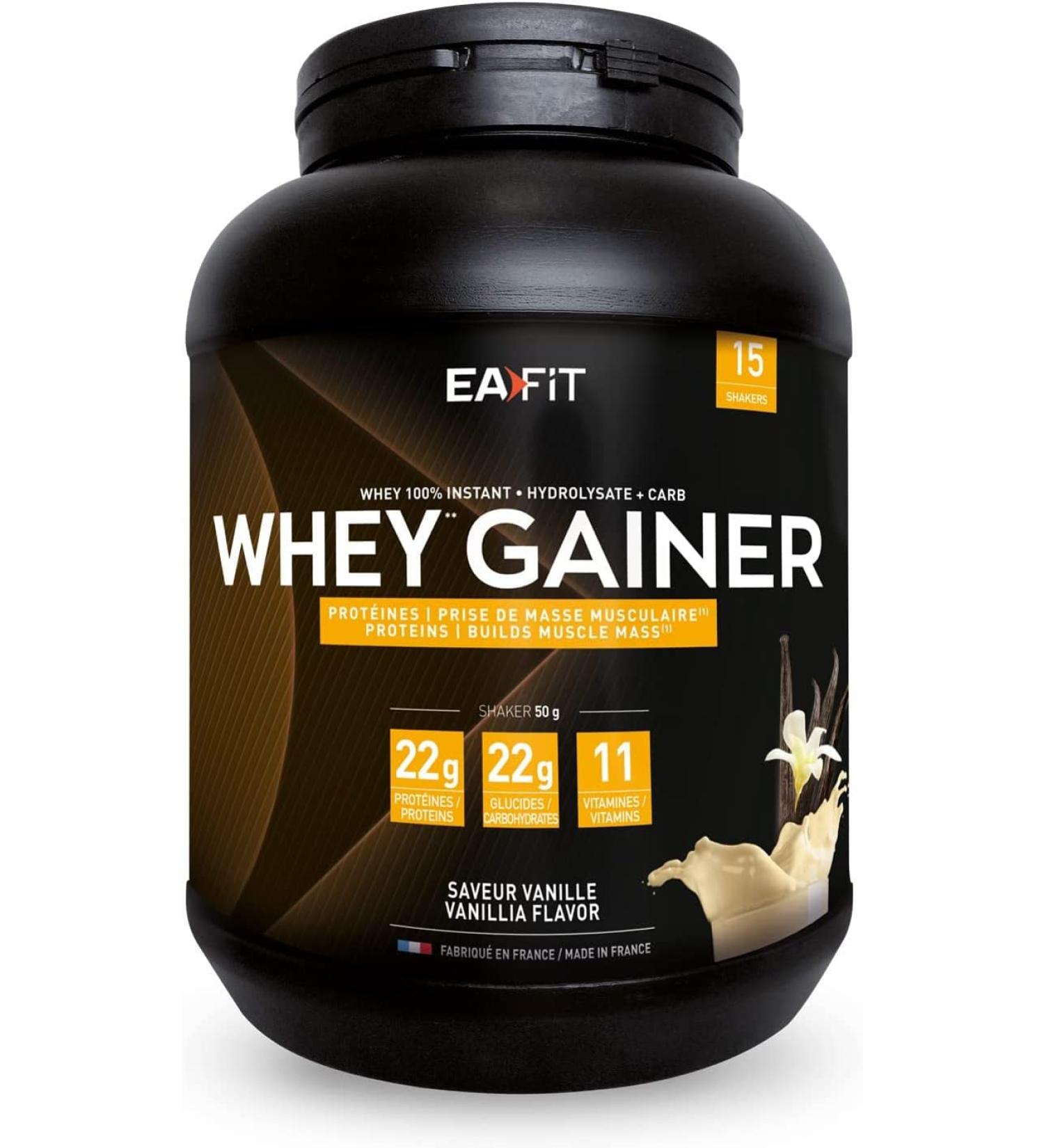 WHEY GAINER EAFIT Muscle Gain and Calorie Intake 22g Whey Protein + 22g Carbohydrates + 11Vitamins Per Shaker Vanilla 750g Ideal for Sports such as Bodybuilding - Buy Online on GoSupps.com