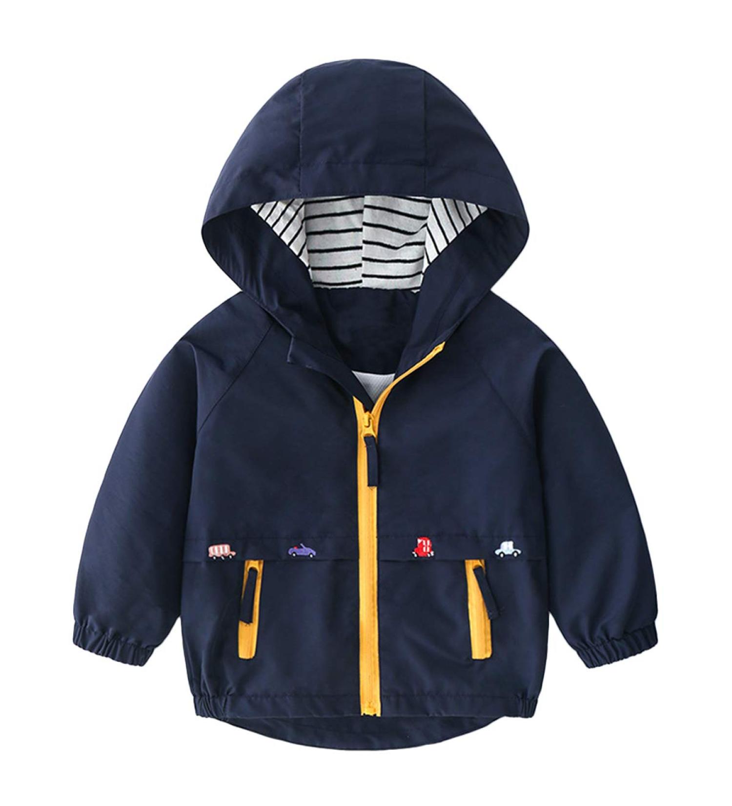 Famuka Baby Boys Hooded Windbreaker Jacket - Toddler Outwear, Navy, 3 Years - Buy Online on GoSupps.com