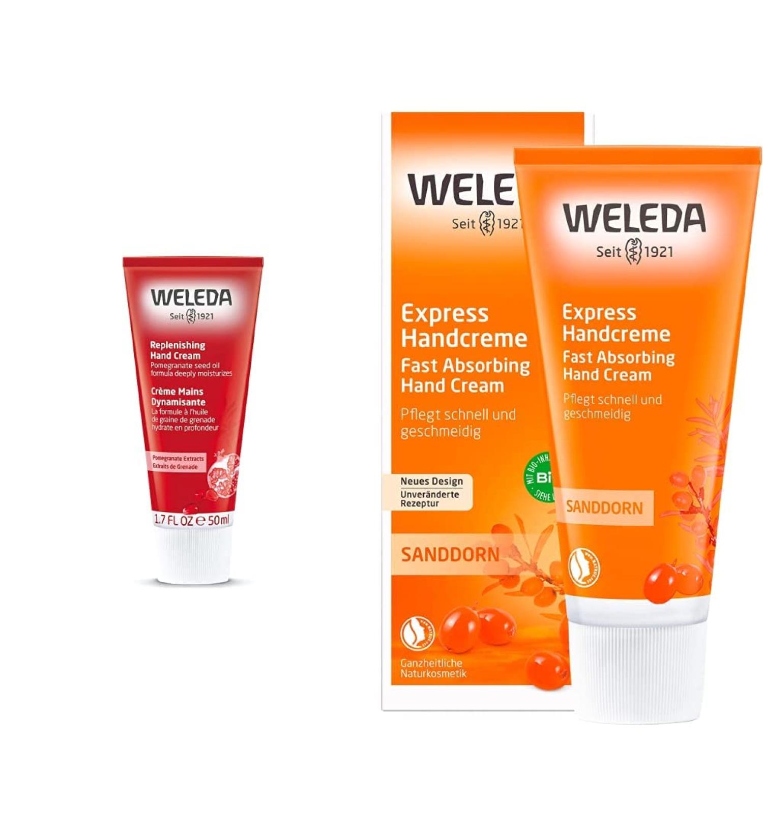 WELEDA Bio Pomegranate & Sanddorn Hand Cream Bundle | Nourishing Natural Moisturizer for Delicate Cracked Hands - 100ml - Buy Online on GoSupps.com