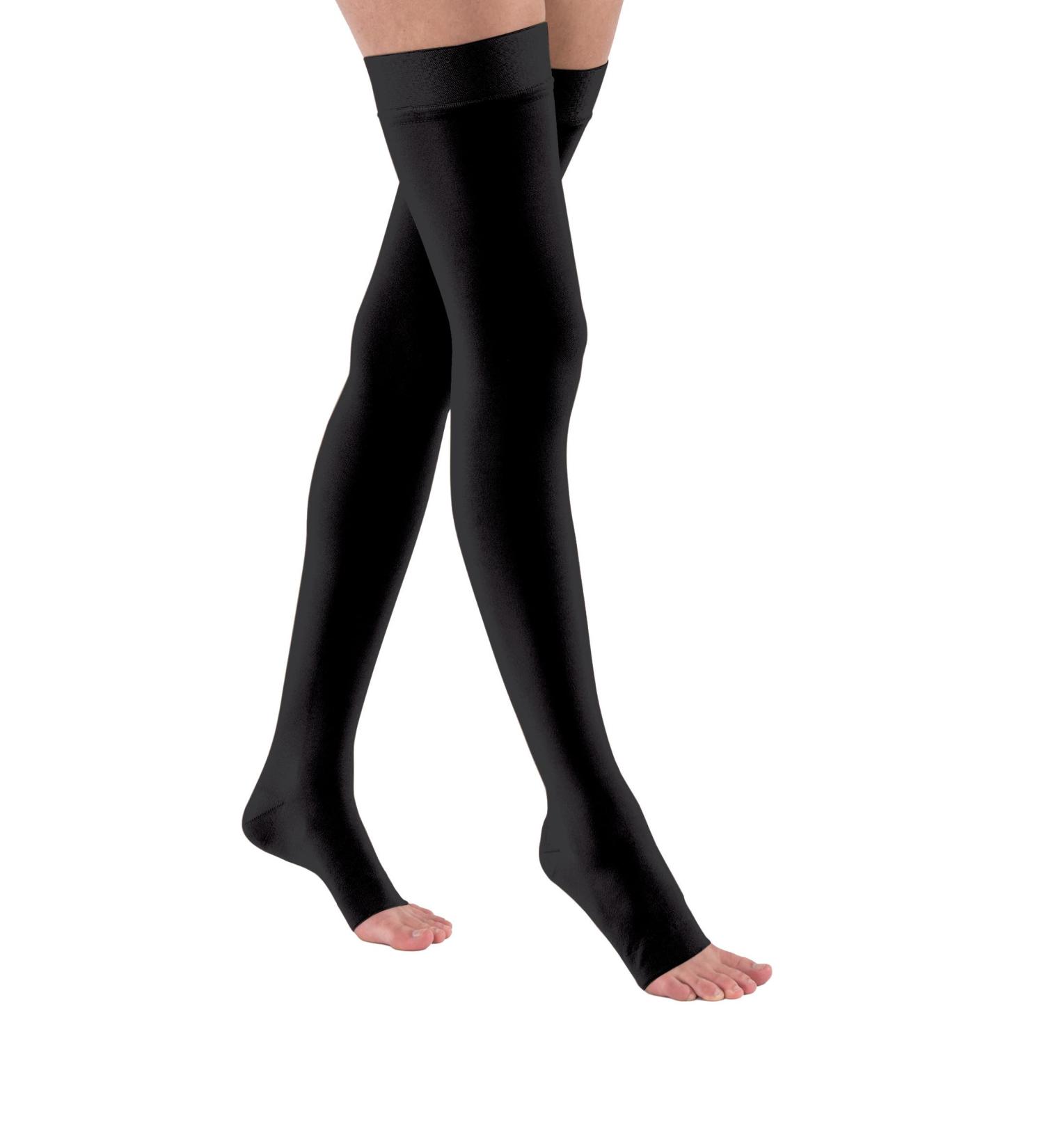 JOBST Relief Thigh High Compression Stockings 15-20 mmHg | Comfortable Unisex Open Toe | Black | Small - International Shipping Available - Buy Online on GoSupps.com