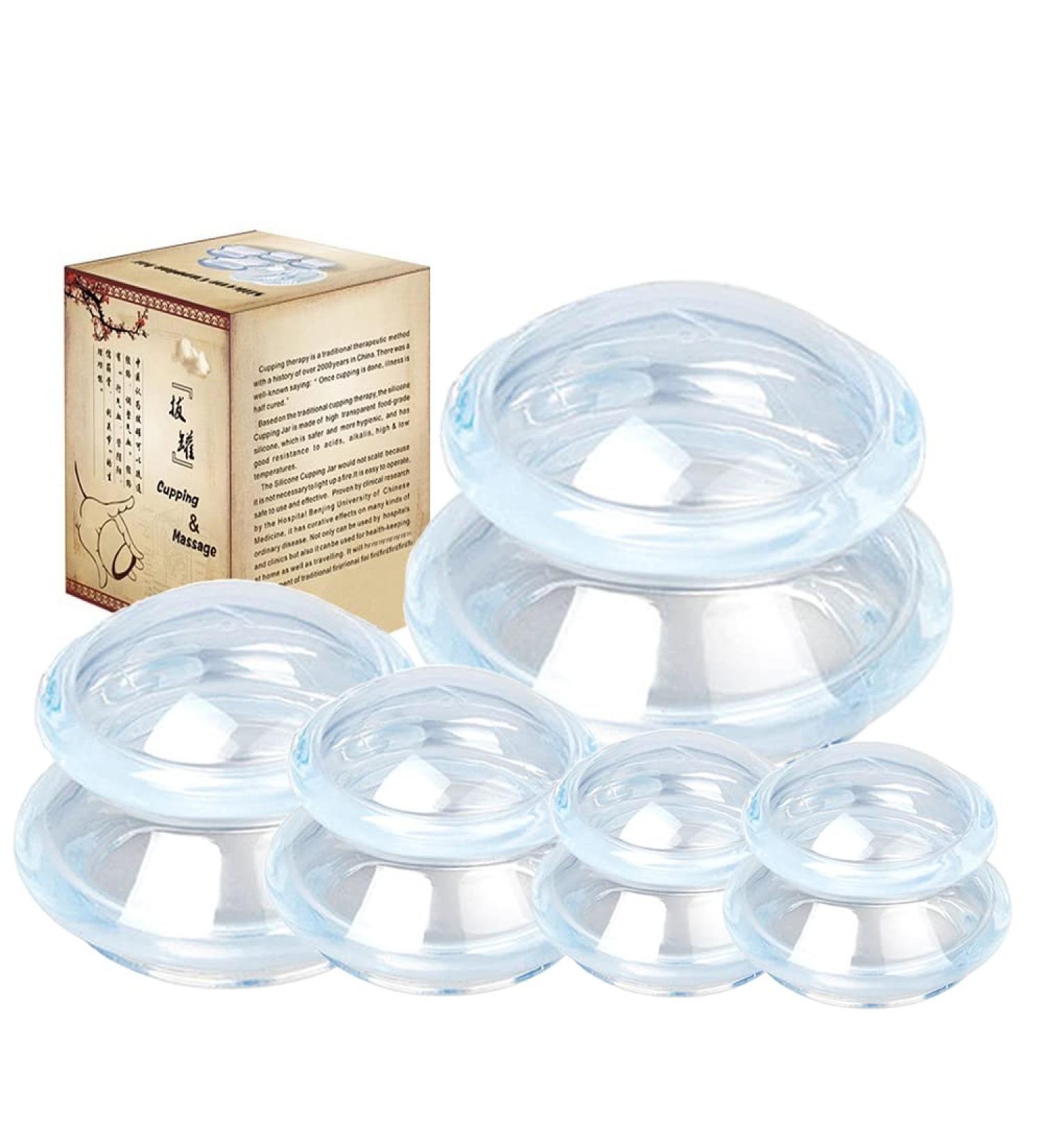 Cupping Glass Silicone Therapy Set - 5pcs Anti-Aging & Anti-Cellulite Massage Cups for Face & Body | International Shipping Available - Buy Online on GoSupps.com