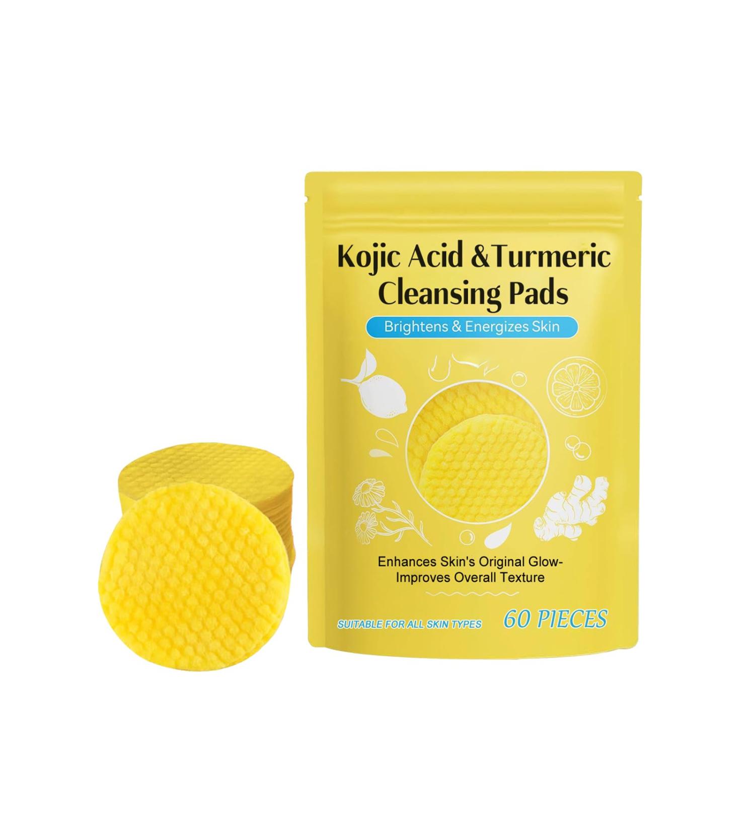 Turmeric Kojic Acid Cleansing Pads Turmeric Kojic Acid Pads Turmeric Face Exfoliating Pads Skin Tone Balance Acne Scars Unclog Pores Helps Balance Skin Oil and Water - Buy Online on GoSupps.com
