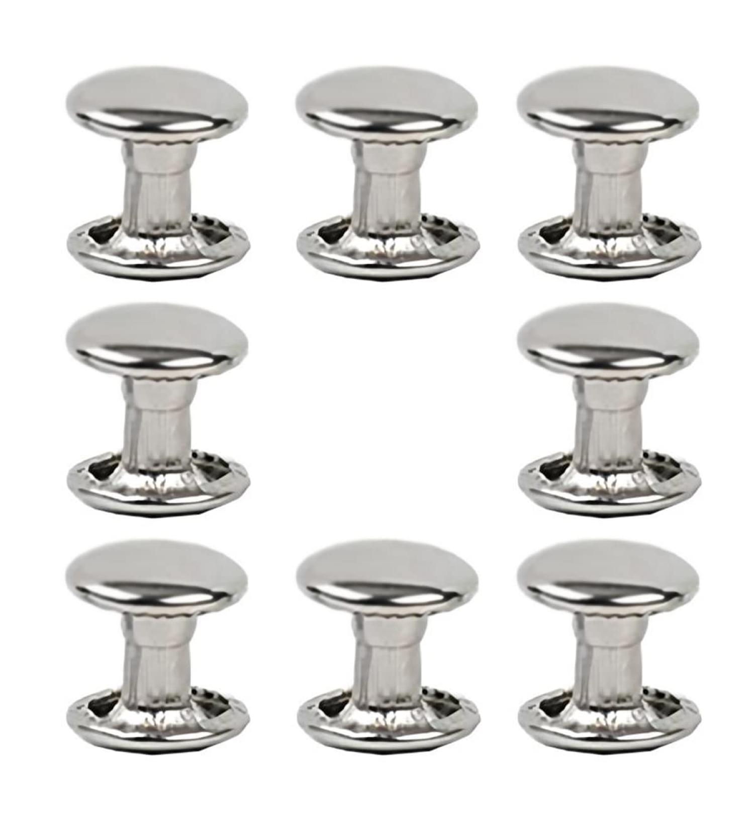 300sets Stainless Steel Leather Rivets Double Cap Rivet Tubular Metal Studs Repairs Decoration Craft Accessories for Leather Craft Clothes Shoes Bags Belts (8mm Silver) Silver 8mm 300sets
