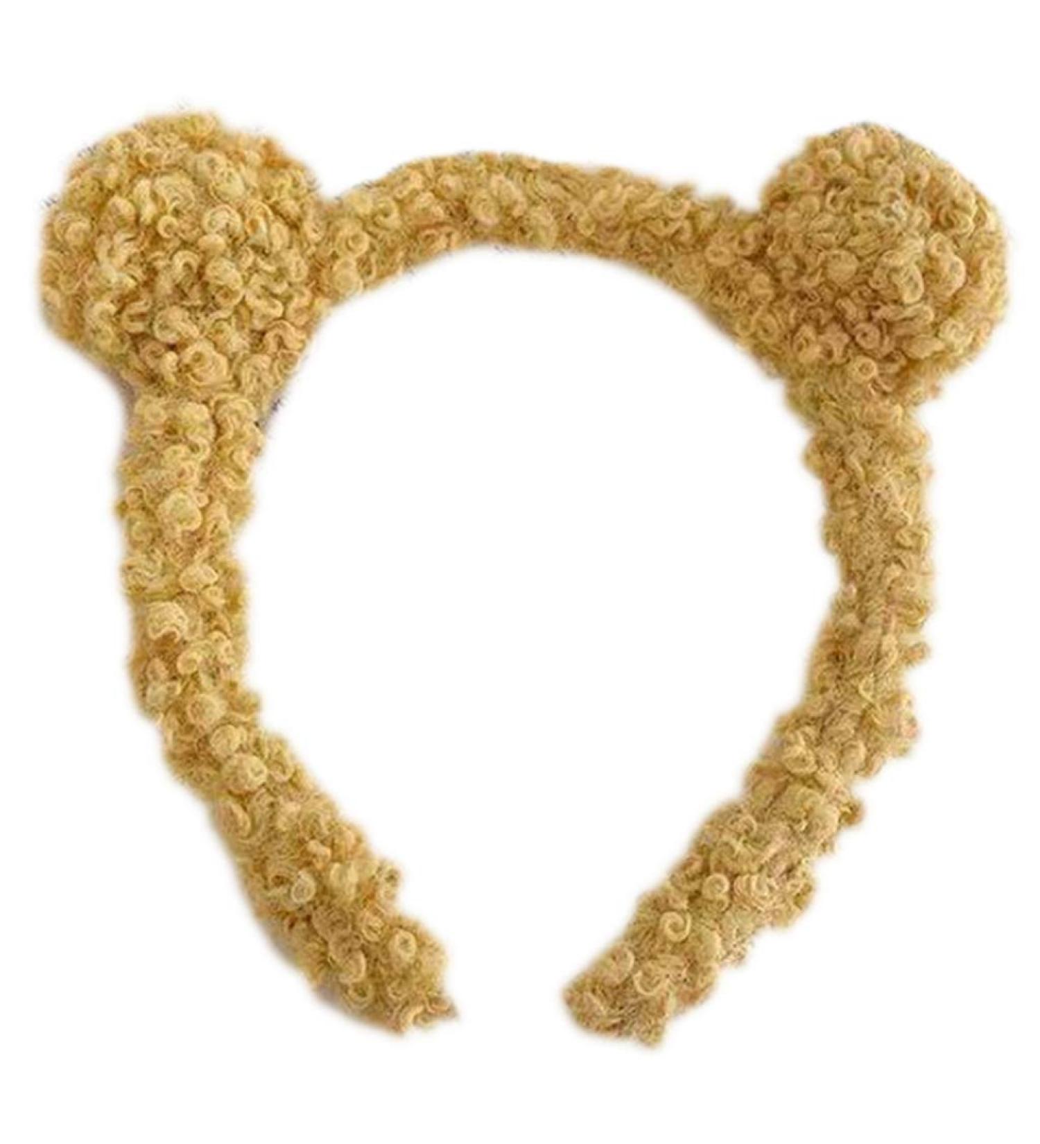Winter Bear Ears Headband for Women and Girls - Cute Curly Faux Fleece Pompom Hair Hoop for Makeup and Parties - Buy Online on GoSupps.com