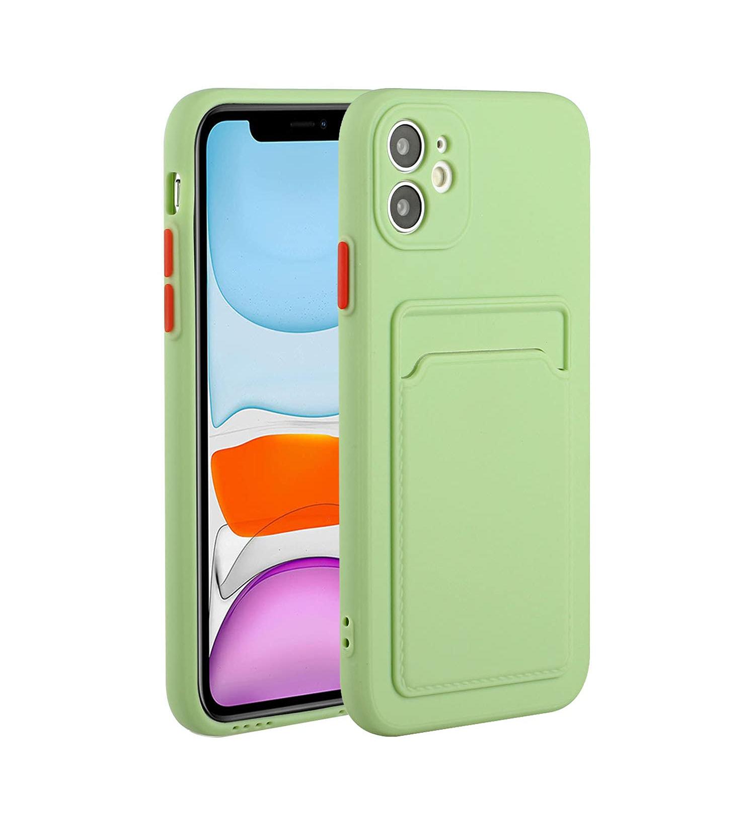Tivenfezk Nadoli iPhone 15 Silicone Case | Ultra Thin Shockproof Scratch-Resistant TPU Cover with Credit Card Holder - Green - Buy Online on GoSupps.com