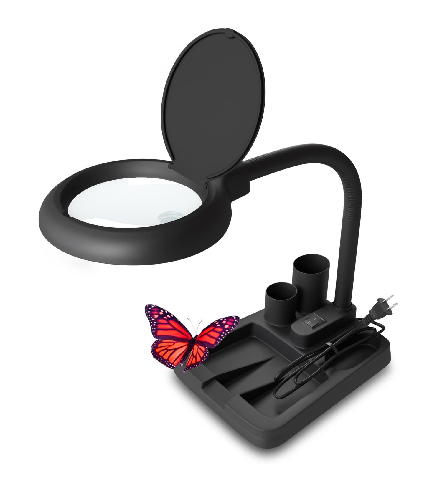 JollyCaper LED Magnifying Lamp  5 X 10X Magnifier and Table & Desk Lamp  Floor Stand  Adjustable Glass for Reading  Repair  Maintenance  Crafts  Sewing  Jewelry Design  Light 110. Black - Buy Online on GoSupps.com