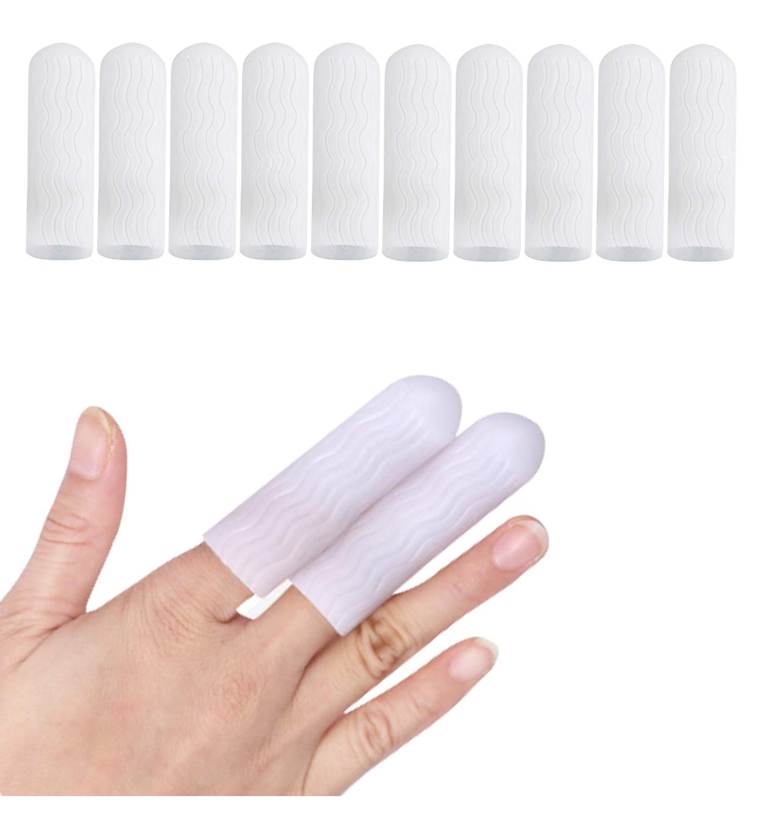 10 Pcs Silicone Finger Protectors - Finger Support Sleeves for Arthritis, Trigger Finger, Corns, Blisters - Gel Finger Caps (White) - Buy Online on GoSupps.com