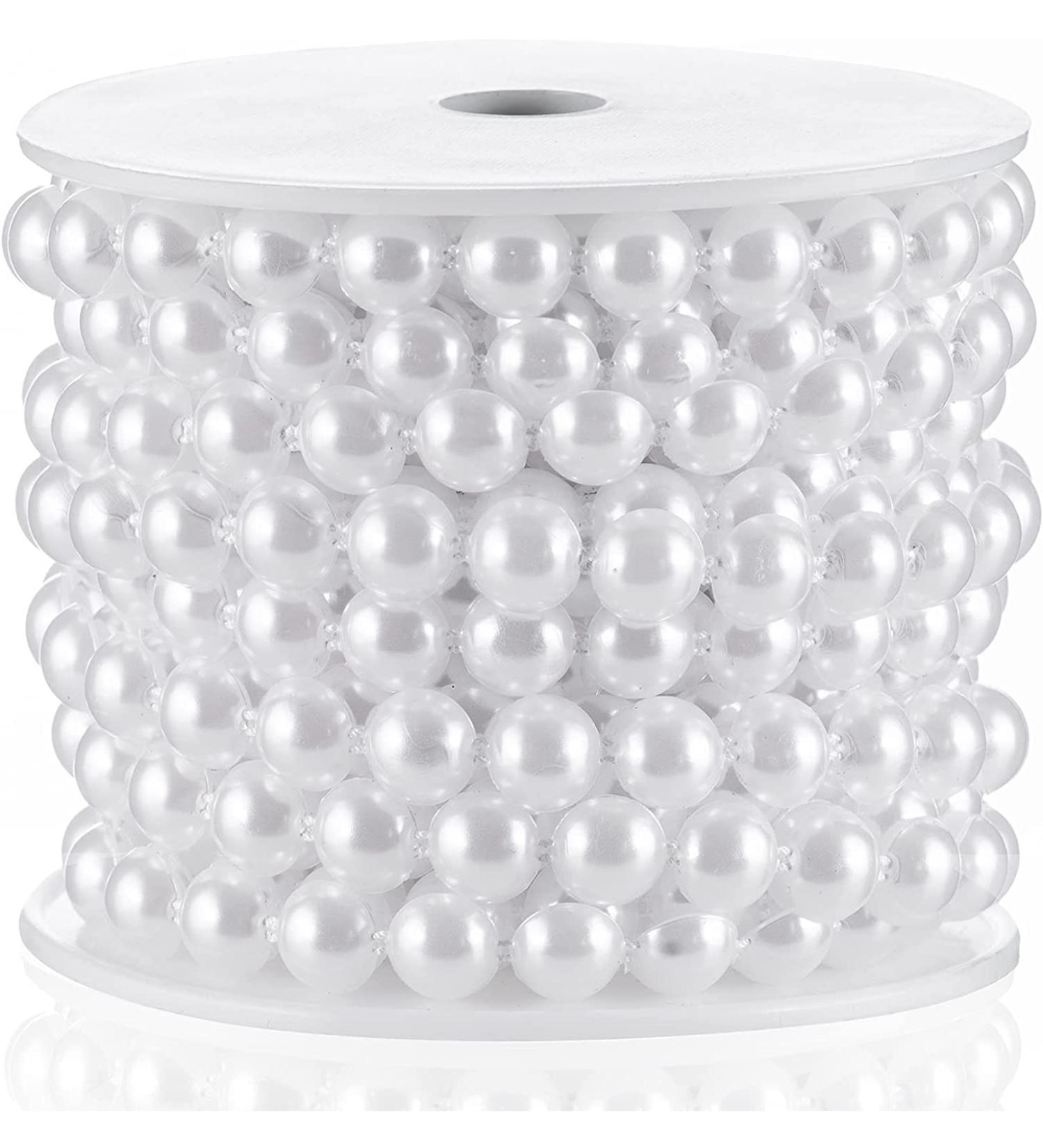 10mm White Flat Pearl Garland String - 11 Yards | Half-Round Beaded Spool Roll for Wedding Decor Crafts - Buy Online on GoSupps.com