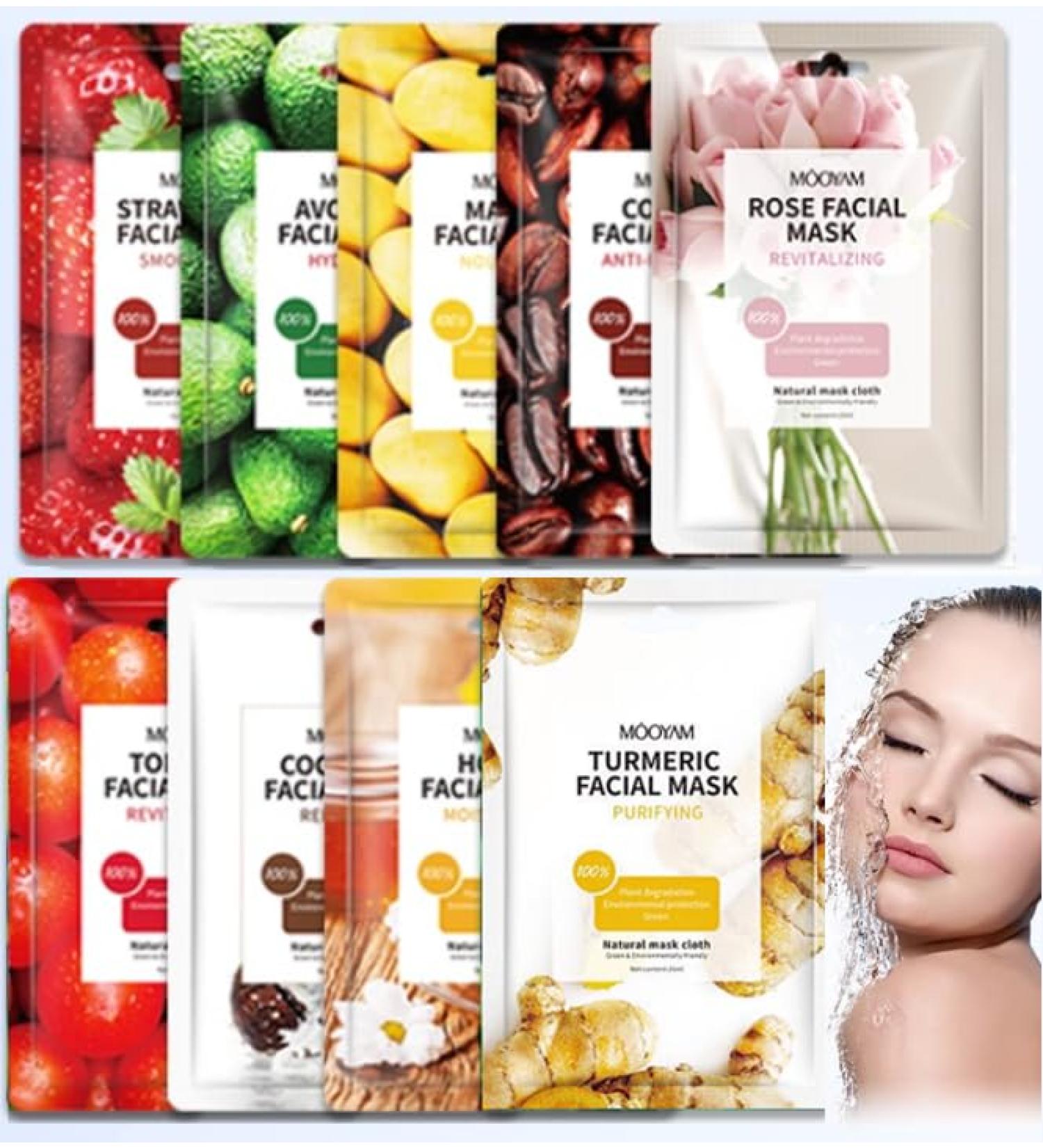 Facial Face Mask Hydrating Facial Mask Facial Sheet Mask Korean Skin Care Hydrating Face Masks Skincare Korean Sheet Mask Skin Repair Mask. 9 sheets - Buy Online on GoSupps.com