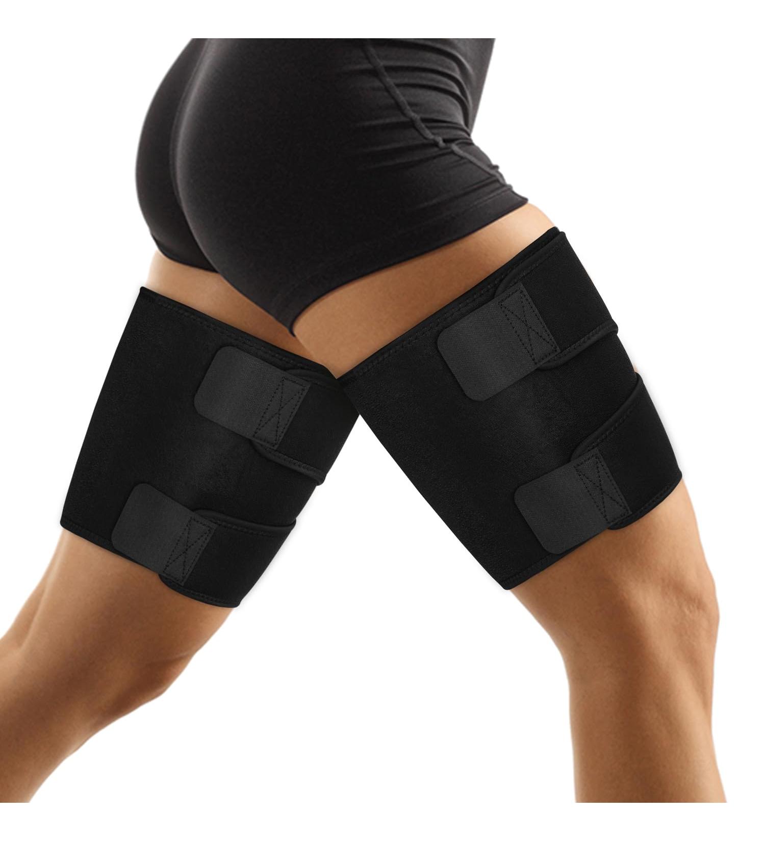 Supregear Thigh Wraps Support - 2-Pack Non-Slip Compression Sleeves for Hamstring & Quad | Adjustable Neoprene Upper Leg Brace for Men & Women | XL Black - Buy Online on GoSupps.com
