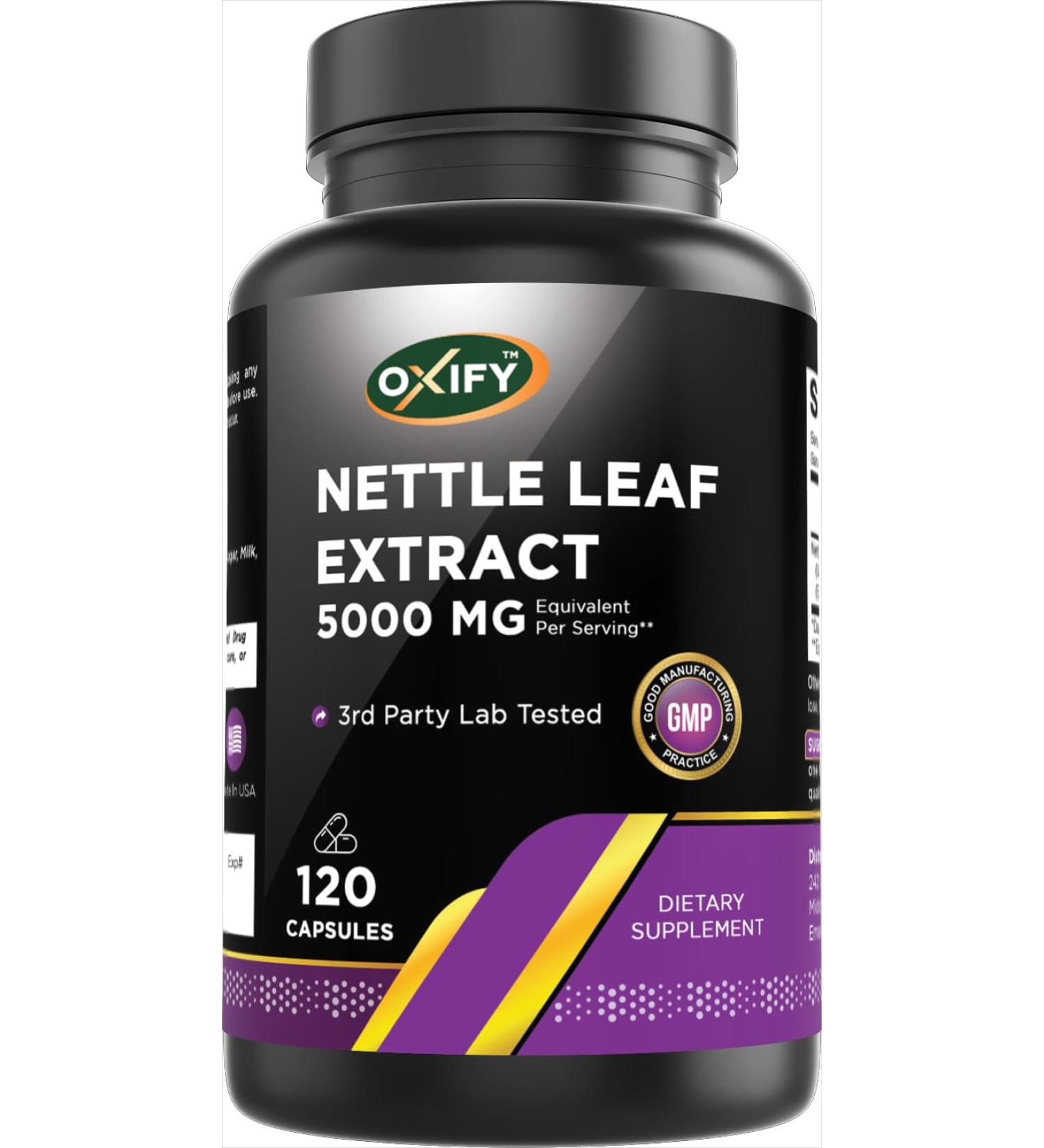 Oxify Nettle Leaf Extract 5000 mg | 120 Capsules | Gluten-Free Non-GMO | Supplement Made in USA - Buy Online on GoSupps.com