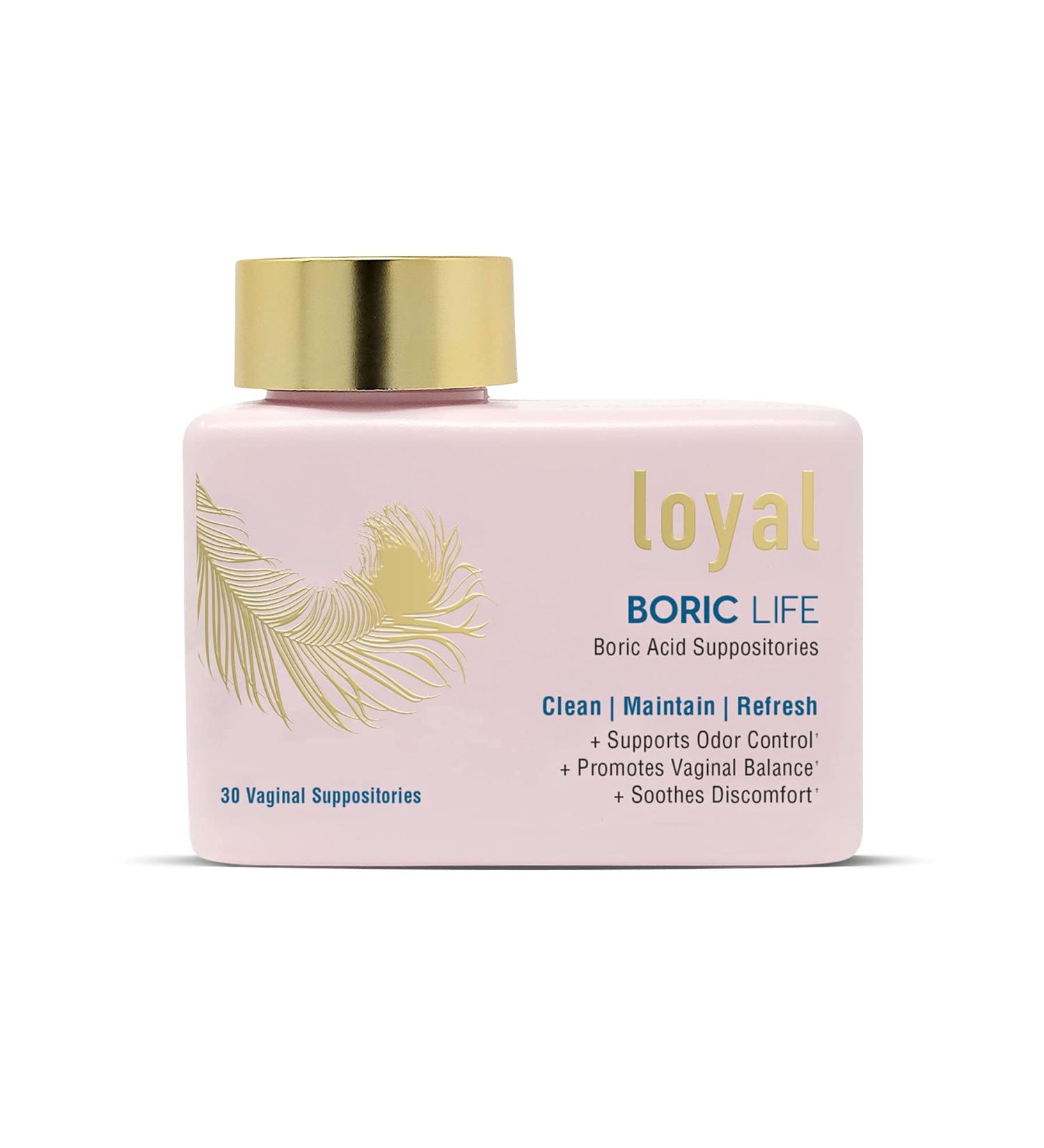 Loyal Boric Life 600mg Vaginal Suppositories for Odor Control & Balance - 30 Count - Made in USA - Buy Online on GoSupps.com