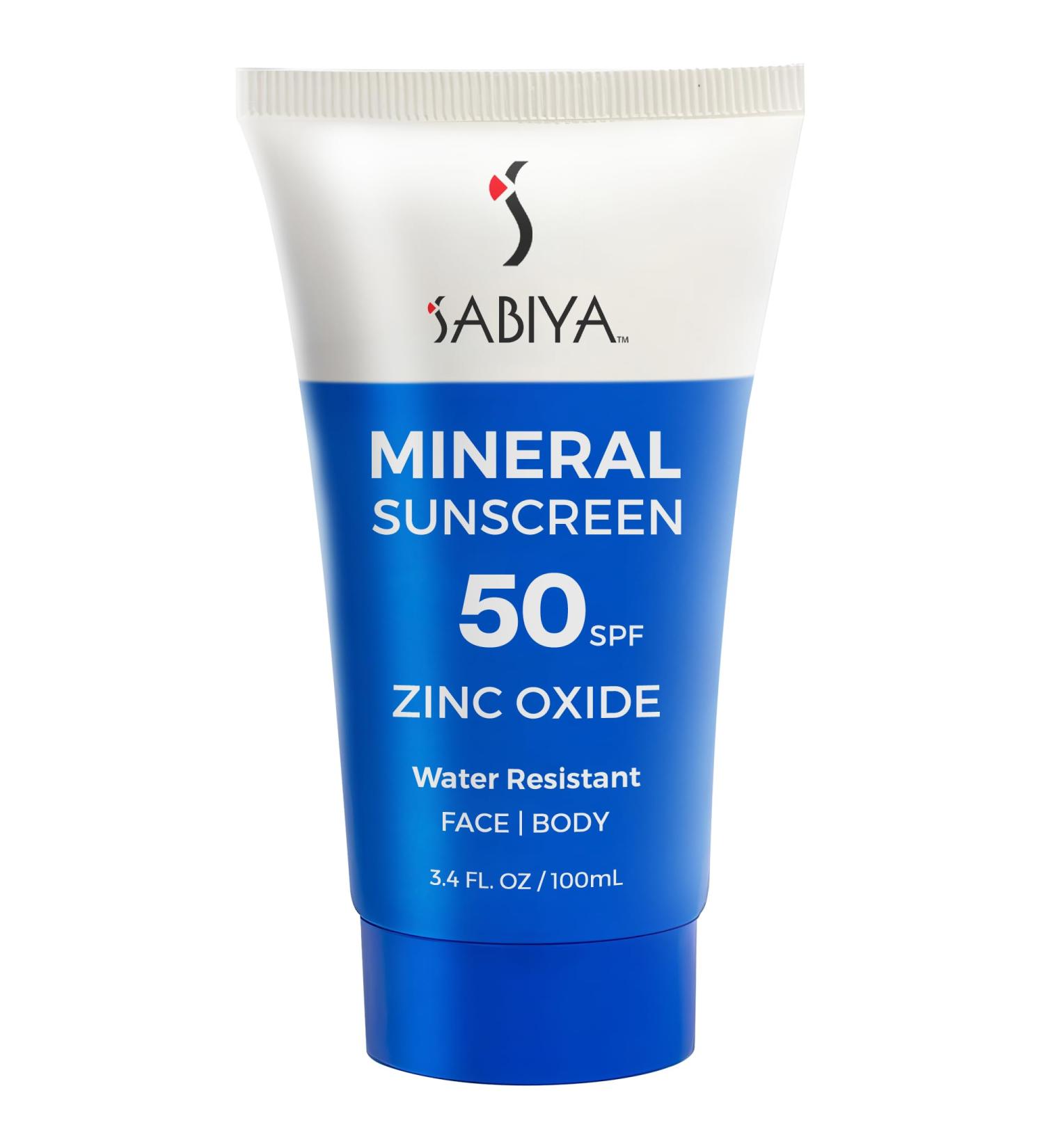 SABIYA Non-Toxic Mineral Sunscreen SPF 50 Sunblock In Water 3.4 fl. oz - Buy Online on GoSupps.com