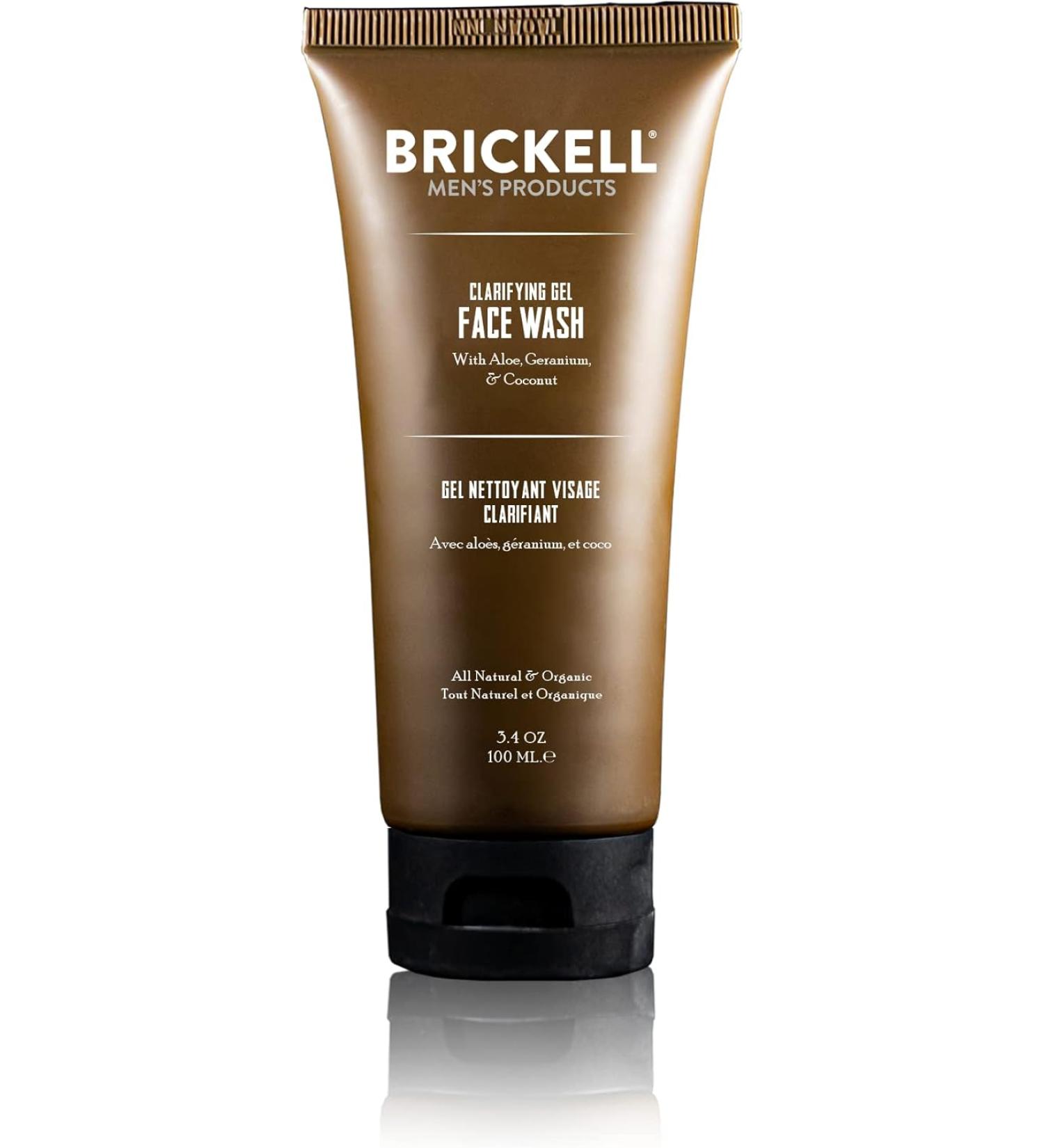 Brickell Men's Clarifying Gel Face Wash for Men Natural and Organic Rich Foaming Daily Facial Cleanser Formulated With Geranium - 3.38 Oz - Buy Online on GoSupps.com