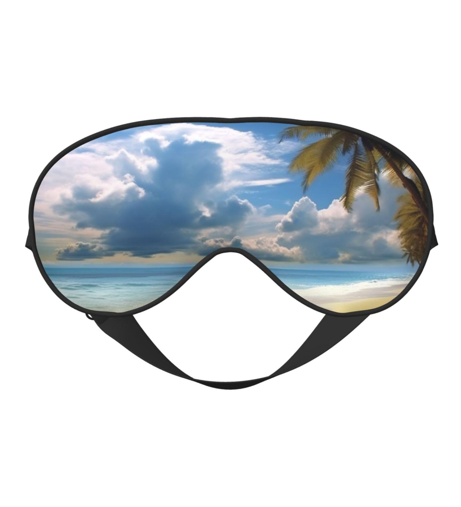 Shop Clouds & Palm Trees Printed Soft Eye Mask | Zero Eye Pressure Travel Blackout Mask - Buy Online on GoSupps.com