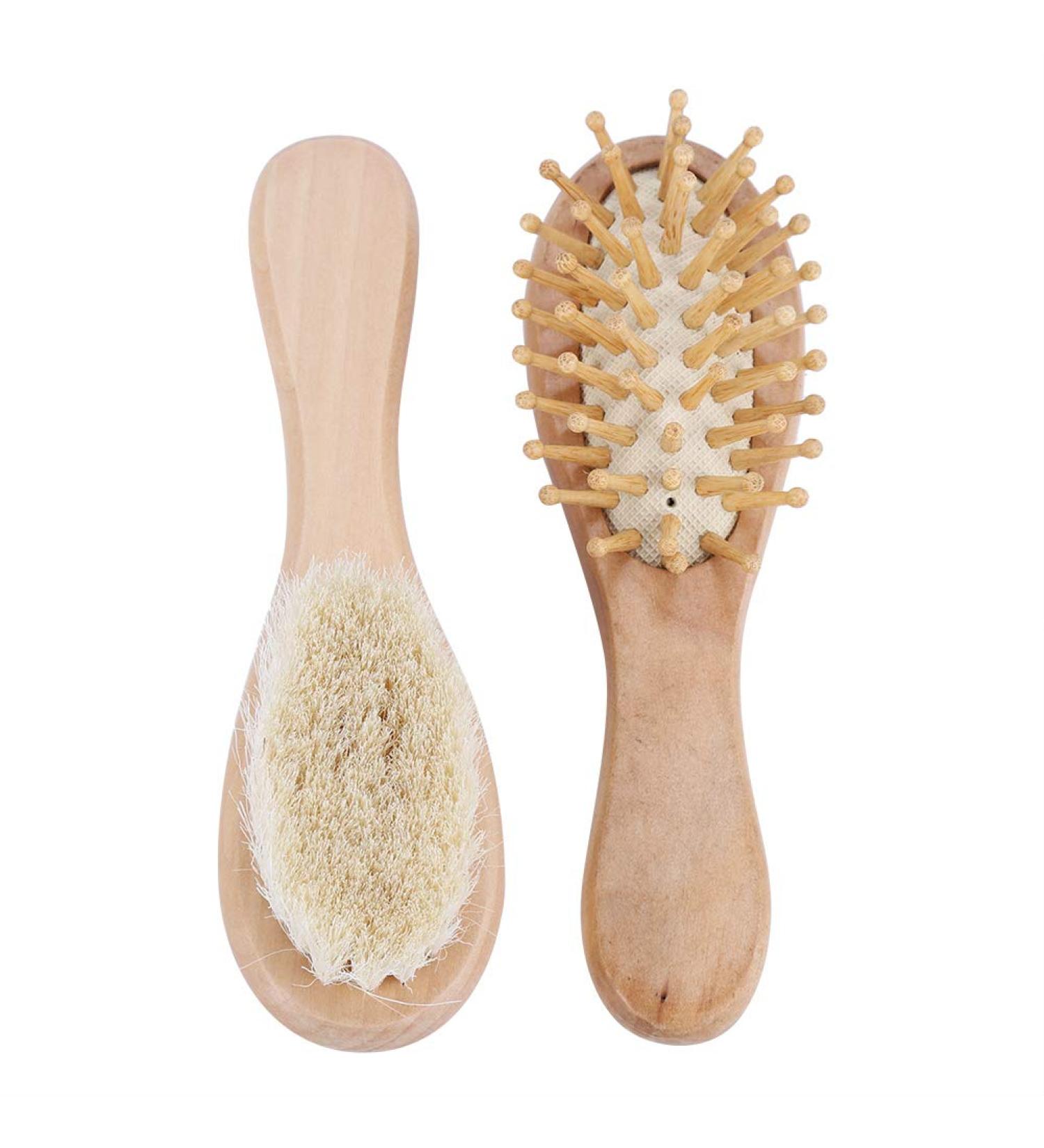 Sluffs Baby Wooden Hair Brush and Comb Set with Goat Hair Bristles - for Newborns and Toddlers - Buy Online on GoSupps.com