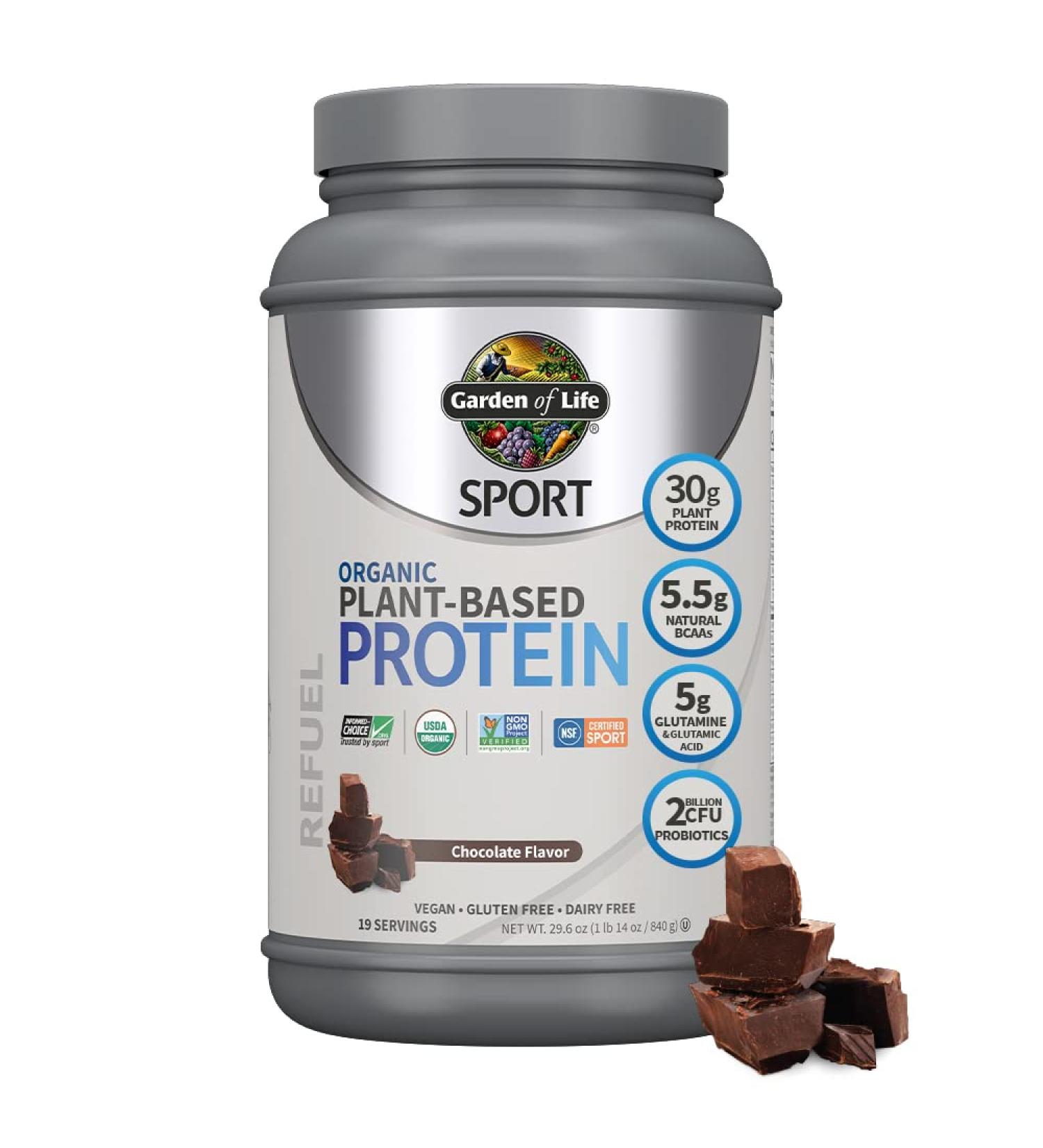 Garden of Life Sport Organic Plant-Based Protein Refuel Chocolate 29.6 oz (840 g) - Buy Online on GoSupps.com