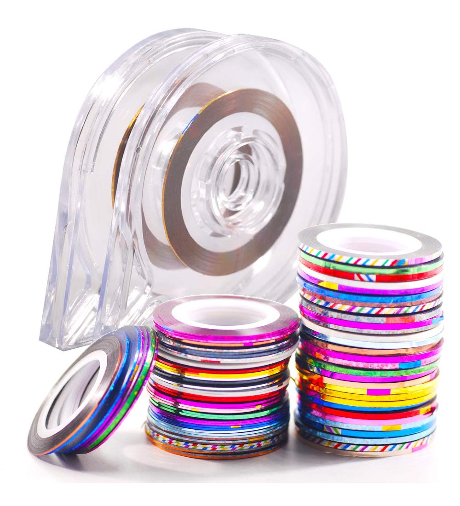Hisenlee 90 Pcs Nail Art Striping Tape Lines in Mix Colors - 1MM and 2MM - Includes 2 Nail Tape Dispensers for Nail Art Decoration - Buy Online on GoSupps.com
