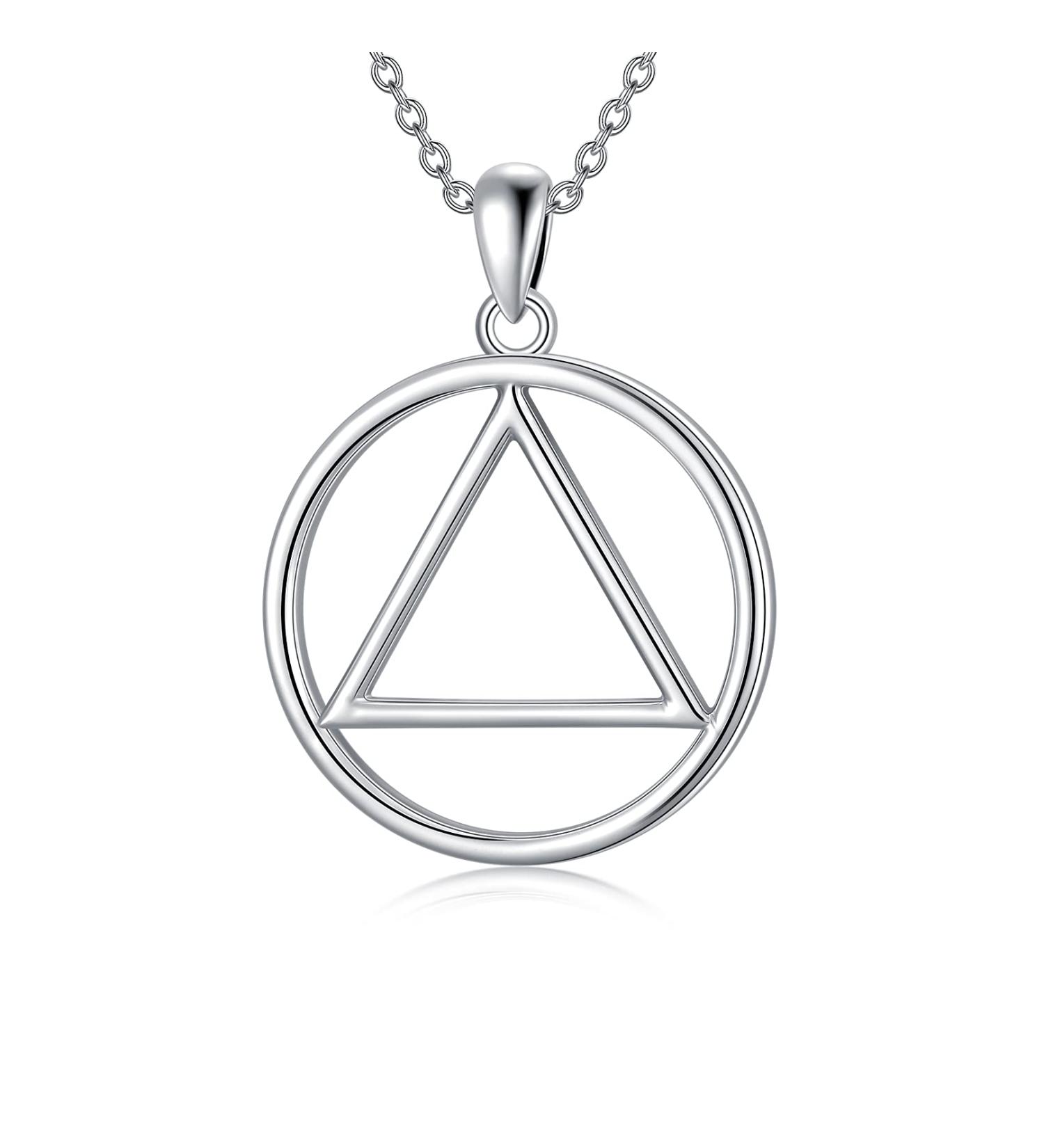 Sobriety Gift - 925 Sterling Silver AA Necklace | Alcoholics Anonymous Recovery Symbol | Meaningful Gifts for Men & Women - Buy Online on GoSupps.com