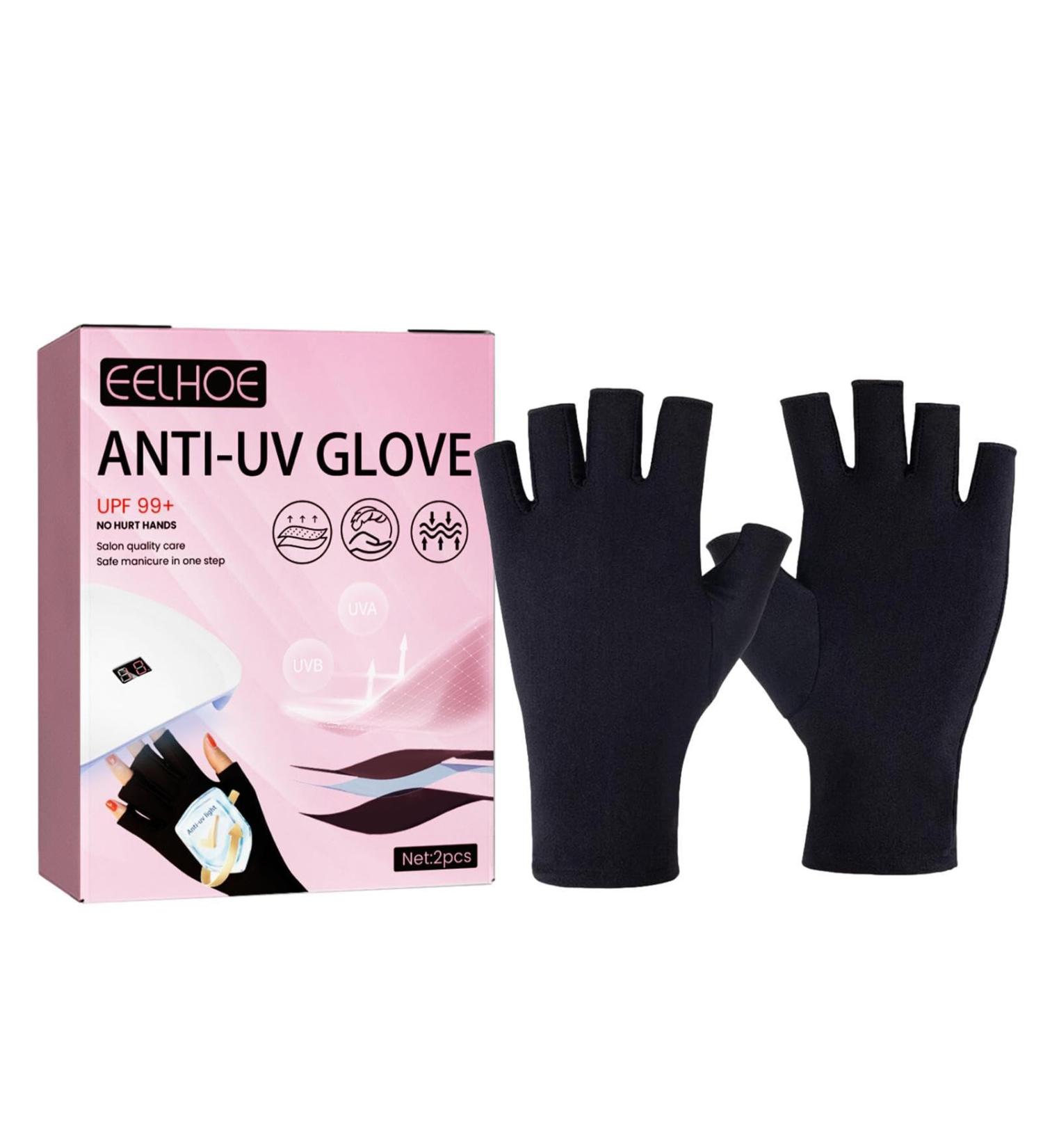 UV Gloves for Gel Nails - Fingerless Anti-UV Protection 2-Pack for Nail Art & Dryers - Buy Online on GoSupps.com