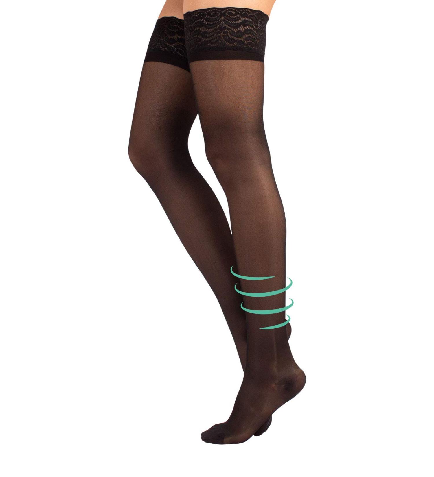 Medical Support Hold Up Compression Stockings 15-21 mmHg | S Black | Made in Italy - Buy Online on GoSupps.com