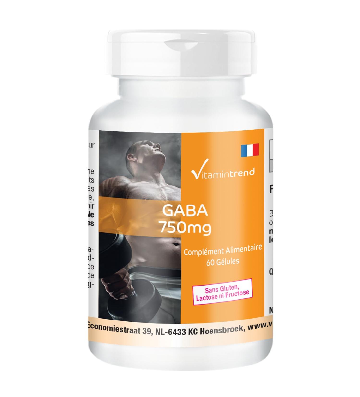 GABA 750mg - 60 Capsules - Vitamintrend - Gamma-Aminobutanoic Acid - Highly Dosed - Vegan | Vitamintrend  - Buy Online on GoSupps.com