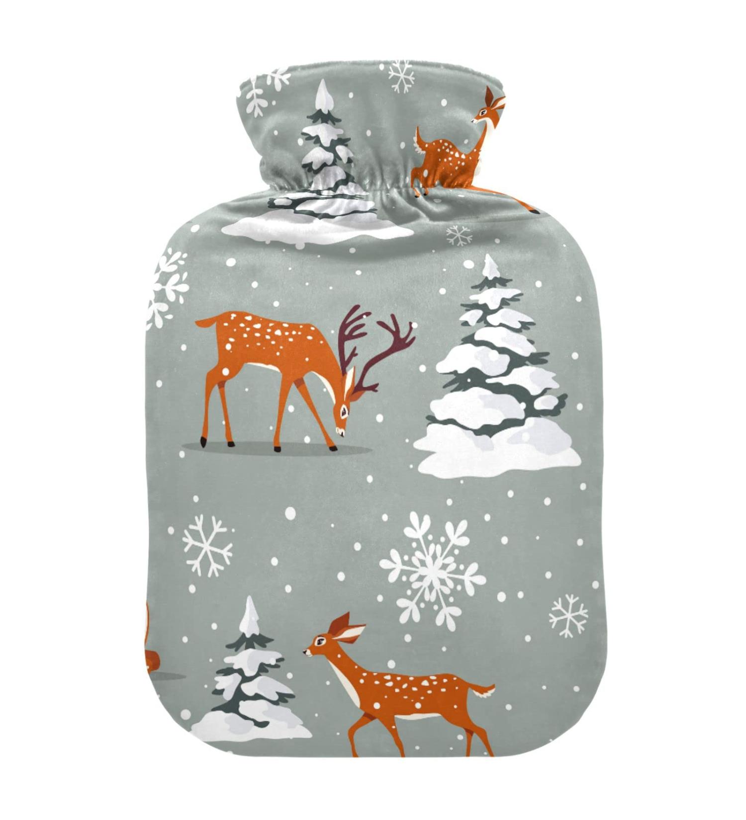1L Durable Heat Bottle - Warm-Up Bag for Pain Relief & Cramps | Snowflakes & Deer Patterns | Ideal for Winter & Christmas - Buy Online on GoSupps.com