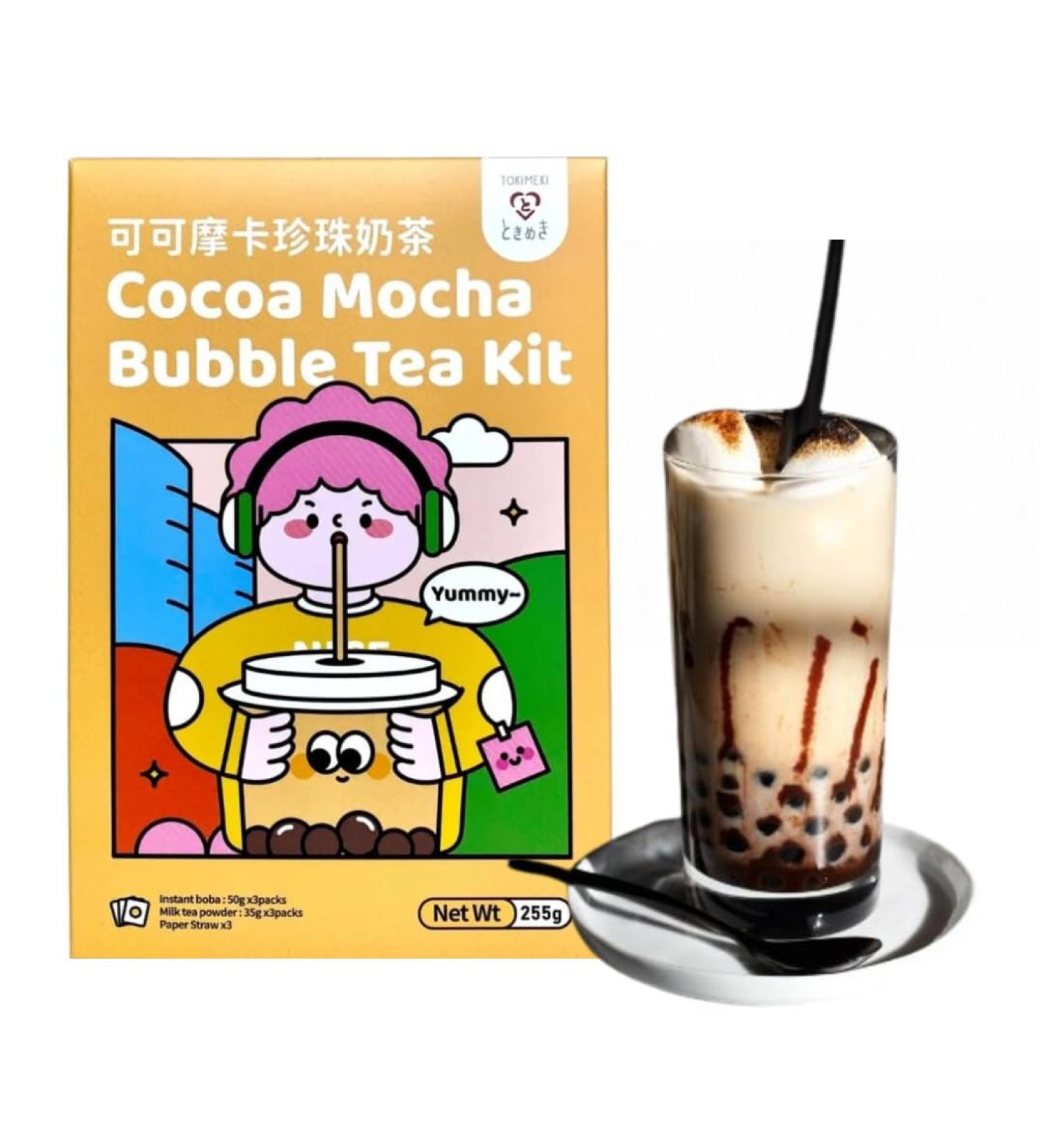 Buy Tokimeki Bubble Tea Kit 255g | Easy Home Preparation | Hot or Cold Beverage | Heartforcards Shipping Protection (Cocoa Mocha) - Buy Online on GoSupps.com