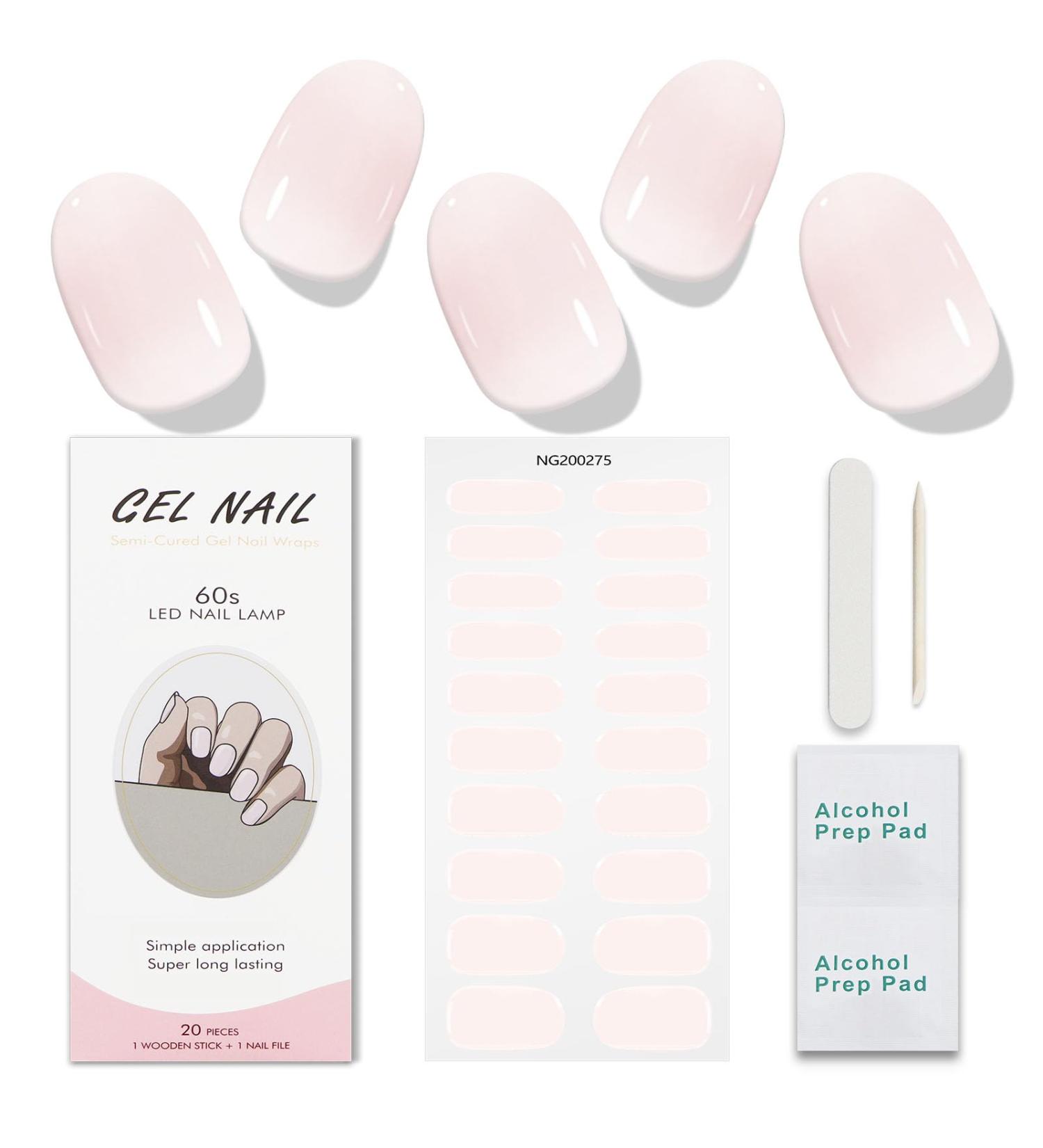 JMEOWIO Gel Nail Stickers Cream Light Pink Semi Cured Gel Nail Strips Wraps UV/LED Nail Supplies Nail Art Design Decoration Accessories - Buy Online on GoSupps.com