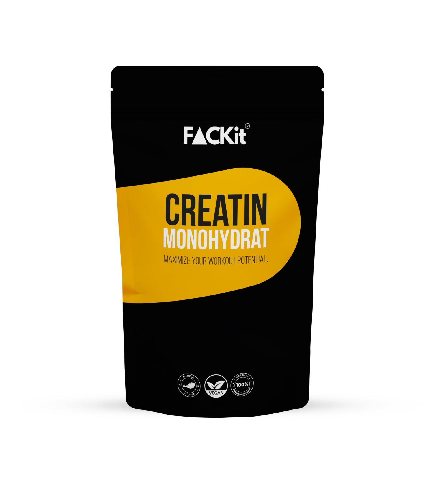Fackit creatine monohydrate powder - micronized high -dose and purely vegan creatine - made in Austria - different sizes (500 grams)