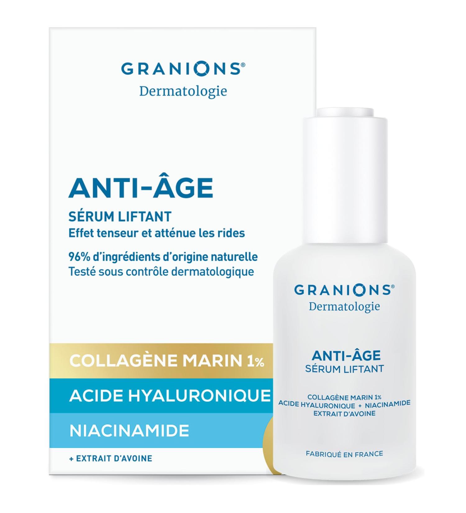  Granions GRANIONS Anti-Aging Face Serum - Collagen and Hyaluronic Acid + Niacinamide Oat Extract - Skincare Anti Ride Marine Collagen - Dermatologically Tested - Anti-Wrinkle Lifting Serum 30 ml - Buy Online on GoSupps.com
