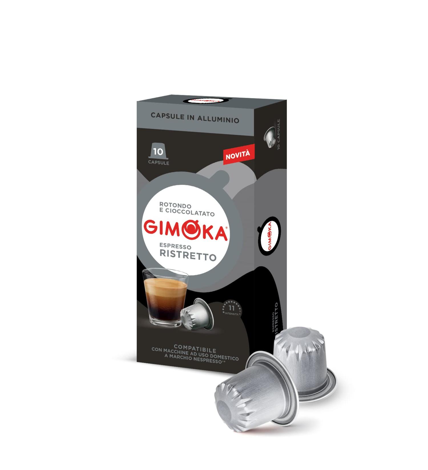  Gimoka Gimoka - Compatible For Nespresso - Aluminium Capsules - 100 Capsules - RISTRETTO Flavour - Intensity 11 - Made In Italy - Buy Online on GoSupps.com