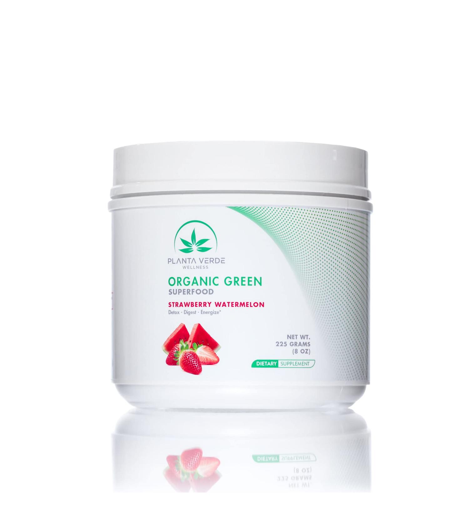 Organic Green Superfood Powder - Strawberry Watermelon Flavor for Detox & Energy Boost (30 Servings) - Buy Online on GoSupps.com