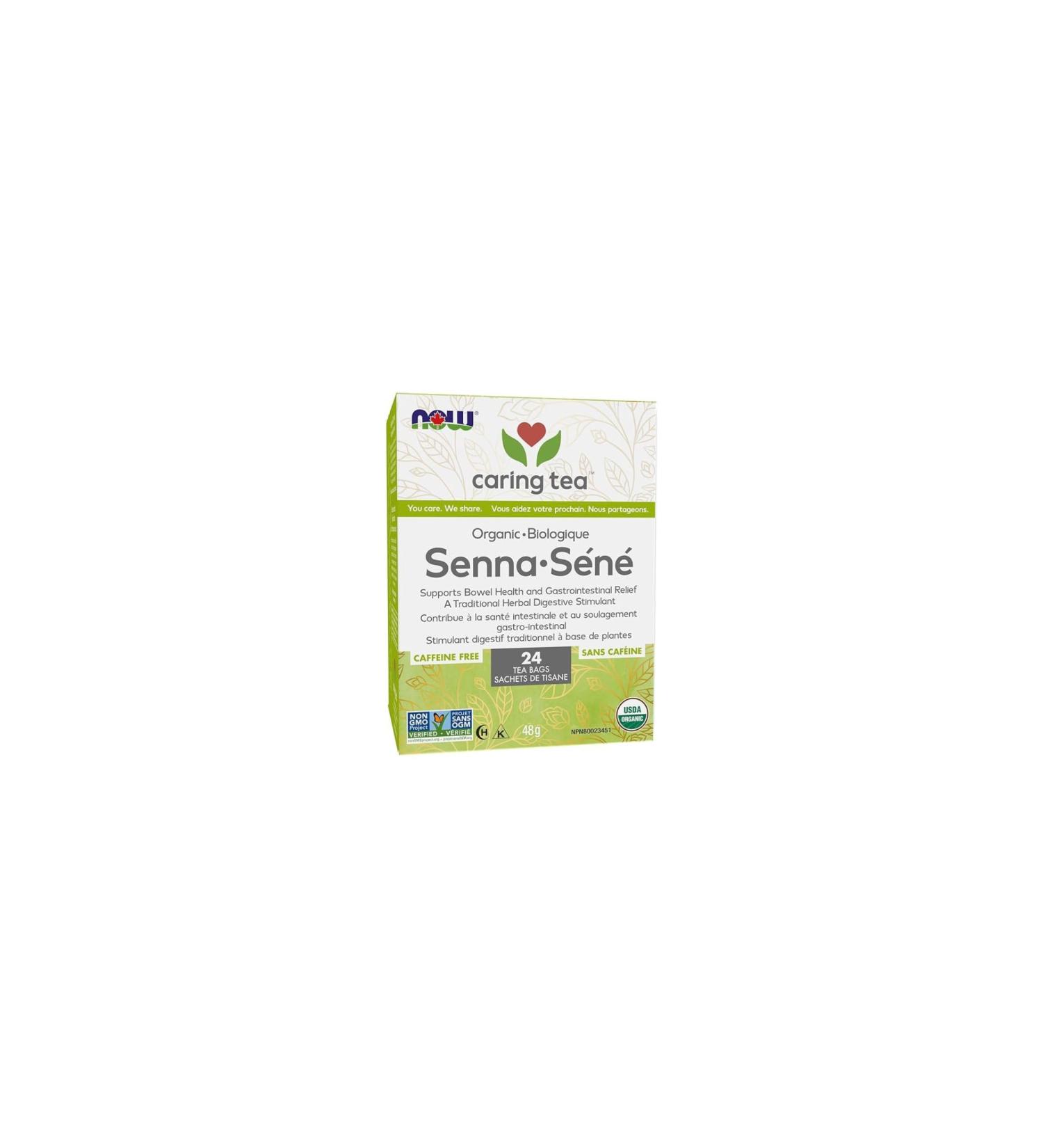 NOW Caring Tea Organic Senna Herbal Laxative* Caffeine-Free Premium Unbleached Tea Bags with our no-staples design 24 Count - Buy Online on GoSupps.com