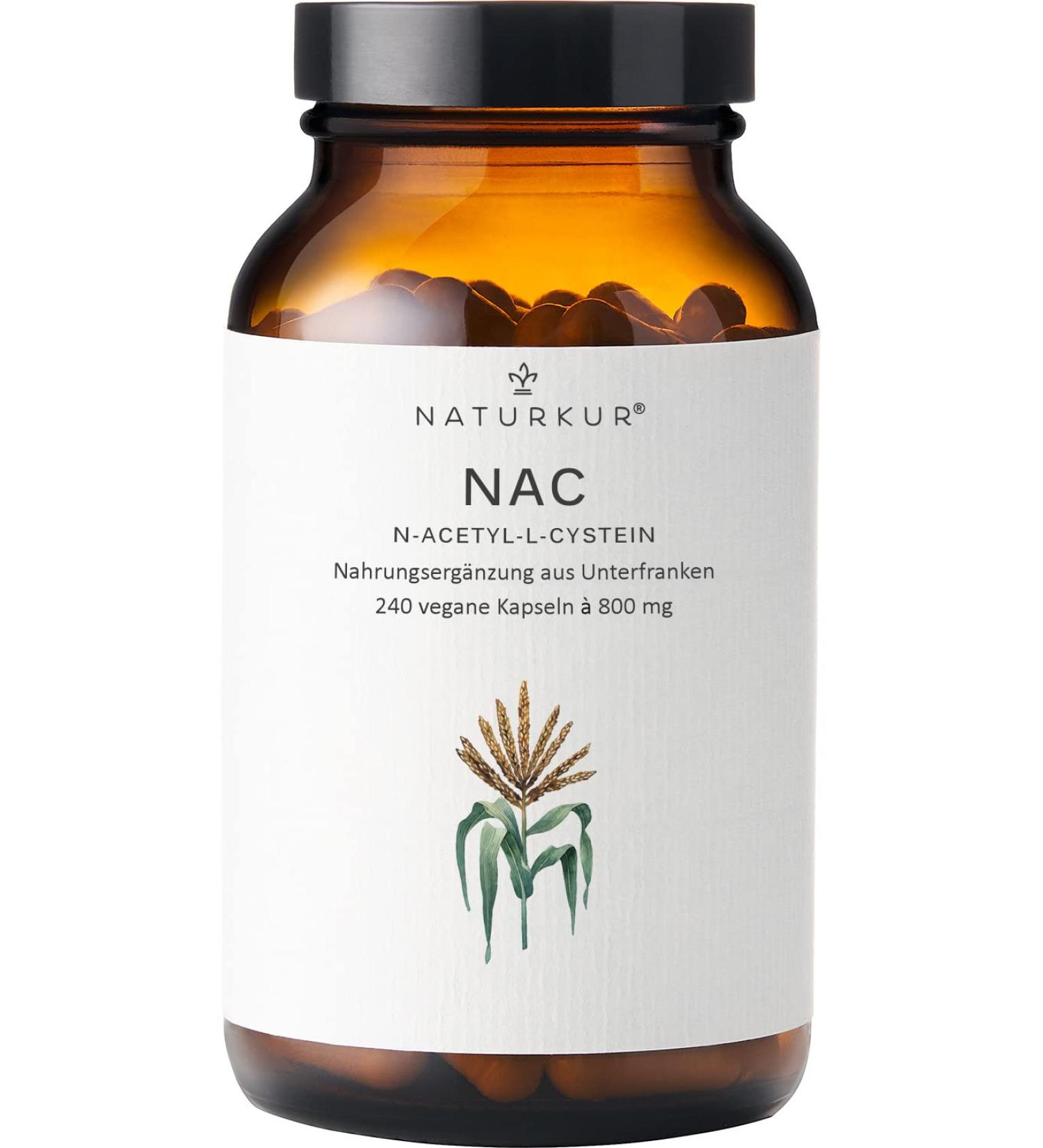 Naturkur NAC 800 mg - 240 Vegan Capsules | Additive-Free Lab-Tested - Handcrafted in Lower Franconia | International Shipping Available - Buy Online on GoSupps.com