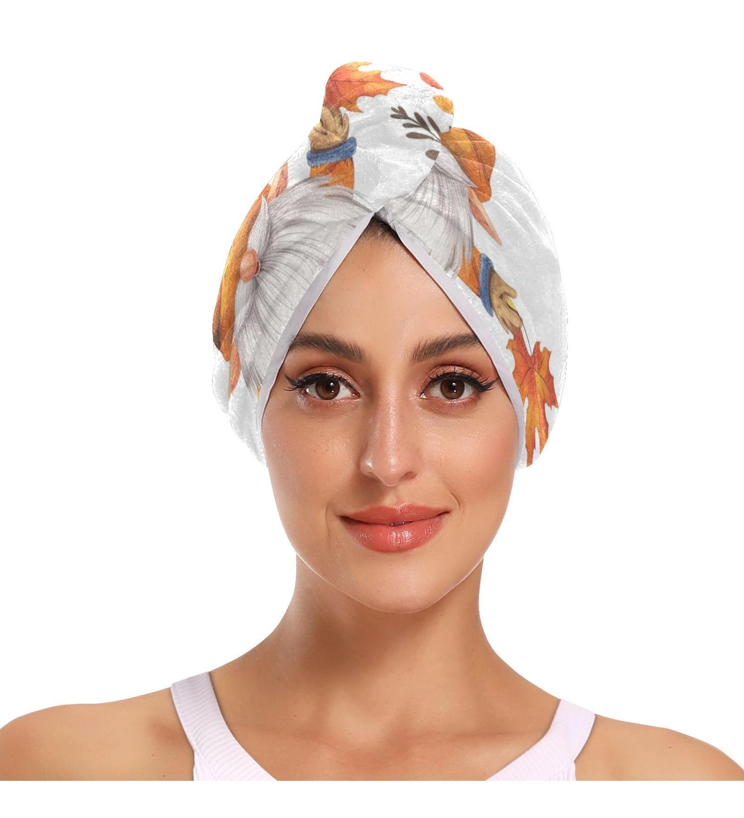 Super Absorbent Dwarf Hair Towel 2 Pack - Quick Dry Pumpkins Turbans for Women & Girls | Perfect Hair Drying Solution - Buy Online on GoSupps.com